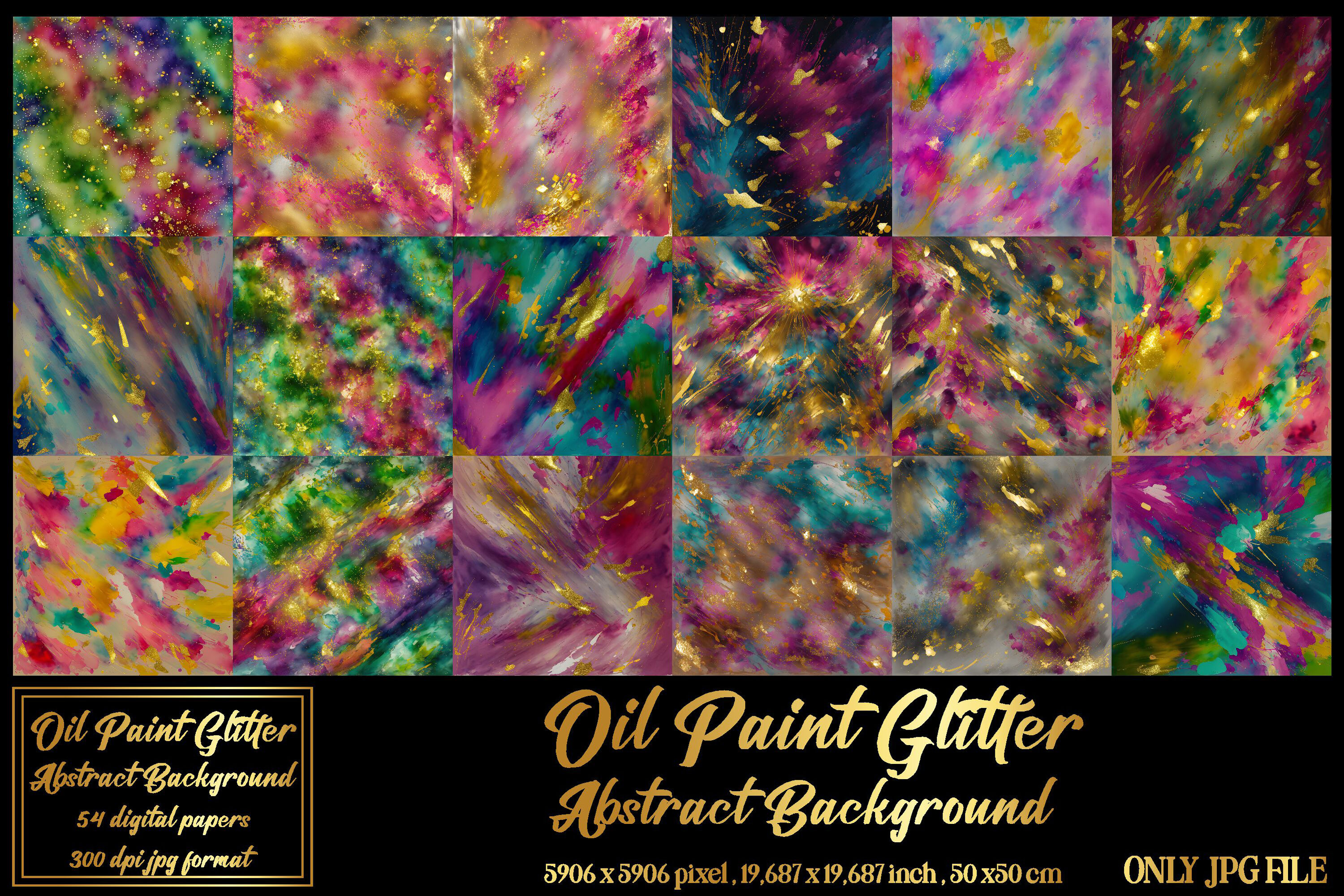 Oil Paint Glitter Digital Paper 1, Glitter Oil Painting Overlays By oyonni  design