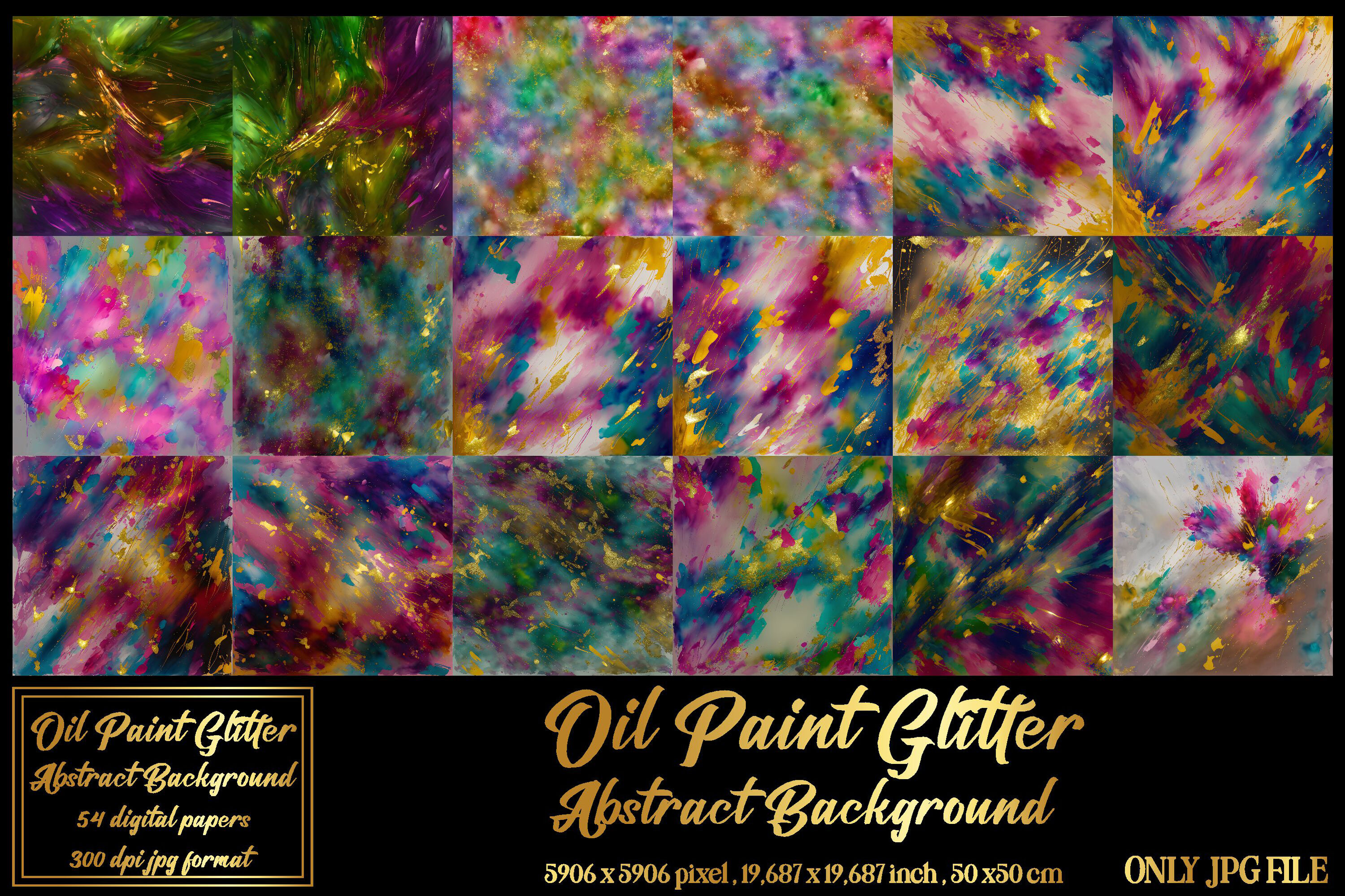 Oil Paint Glitter Digital Paper 1, Glitter Oil Painting Overlays By oyonni  design