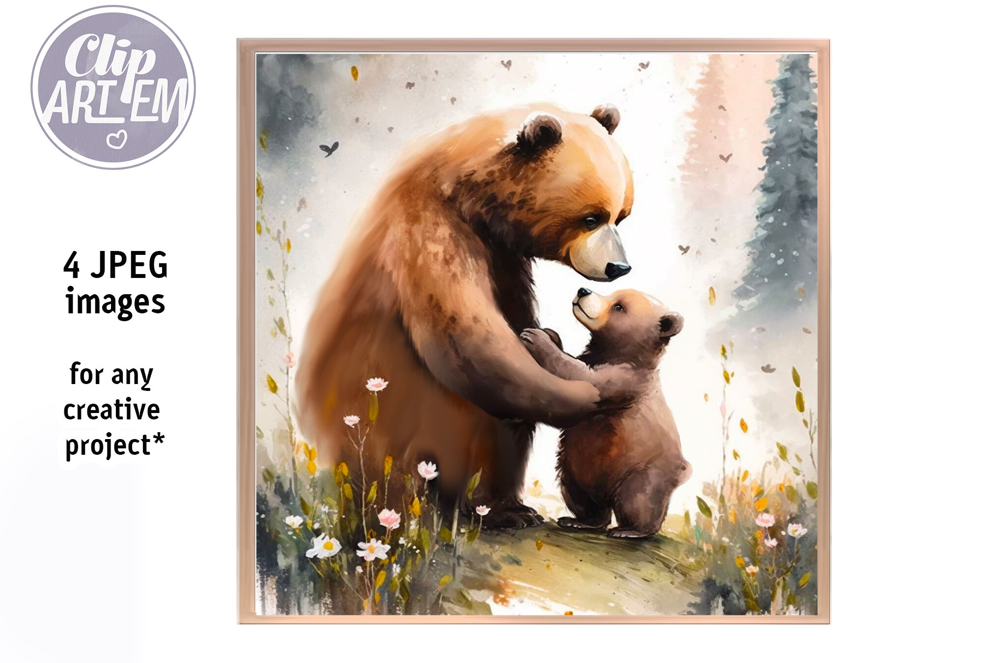 Mama Bear and Cubs Wallpaper Mural