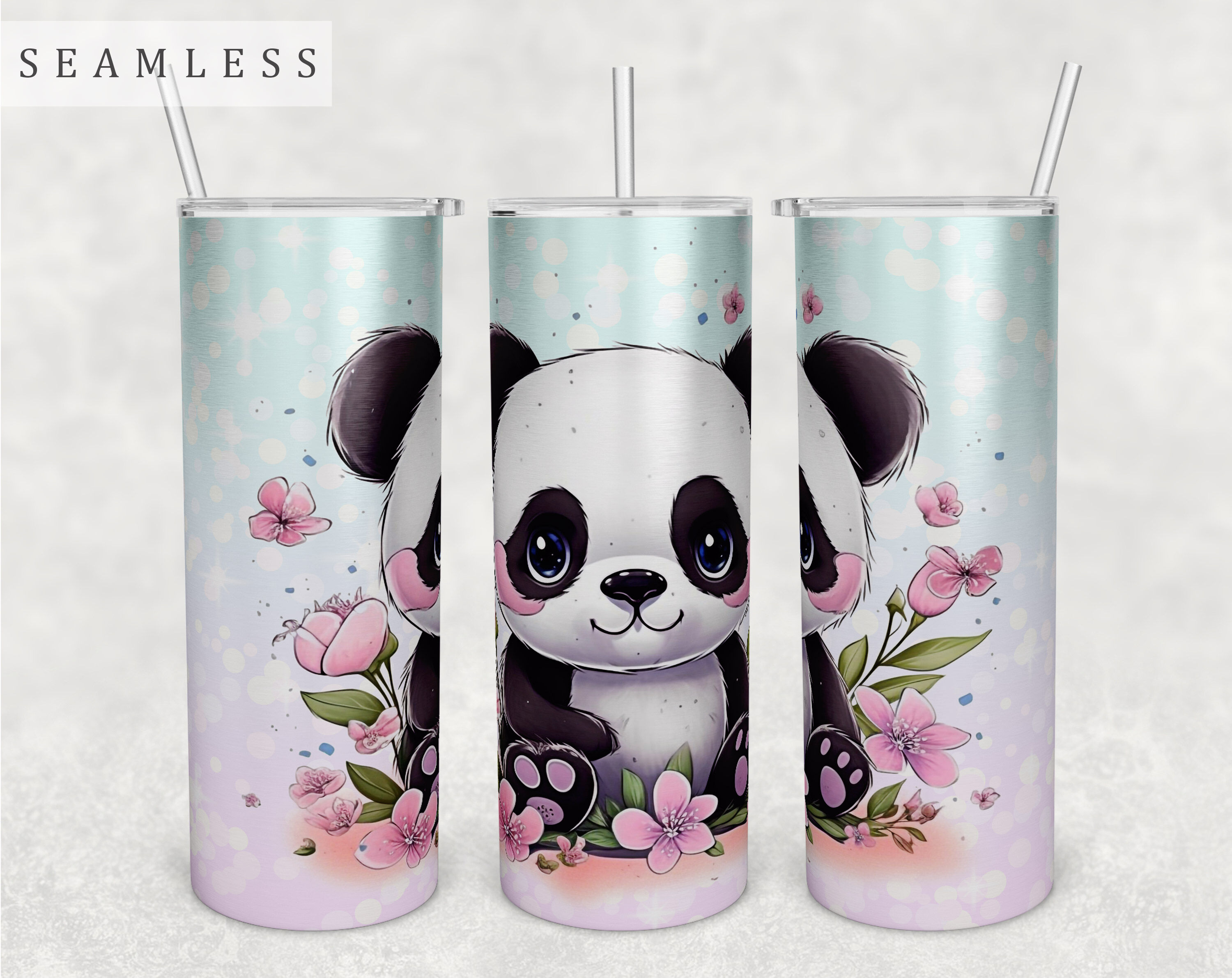 Panda Tumbler Wrap for 20 oz tapered and straight