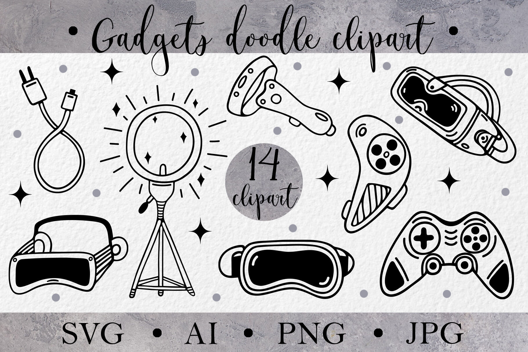 Doodle Games Clip Art Set