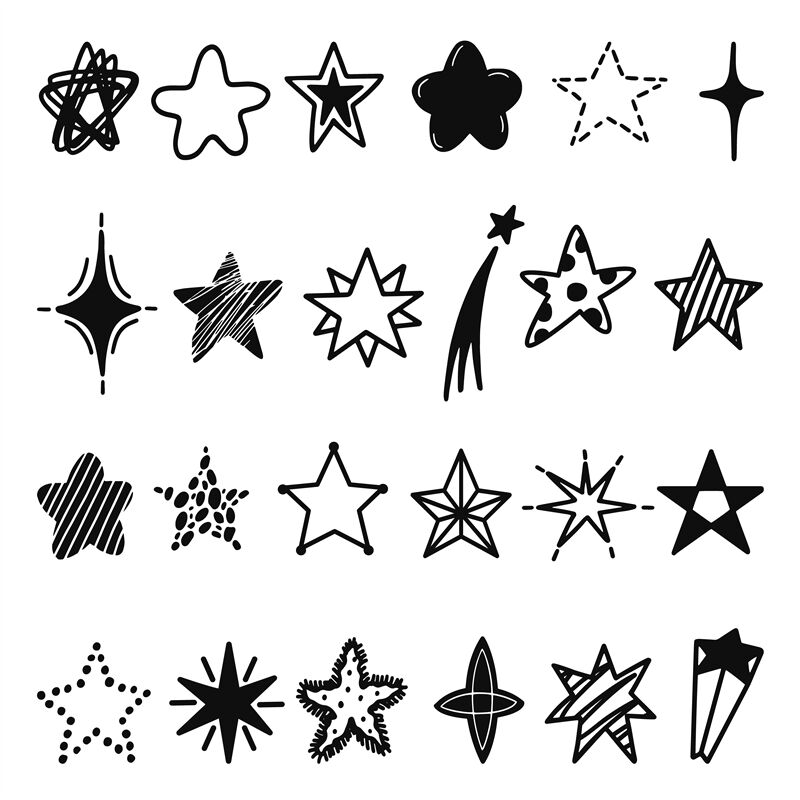 Sketch stars collection. Star sketched, doodle drawn decorative space ...