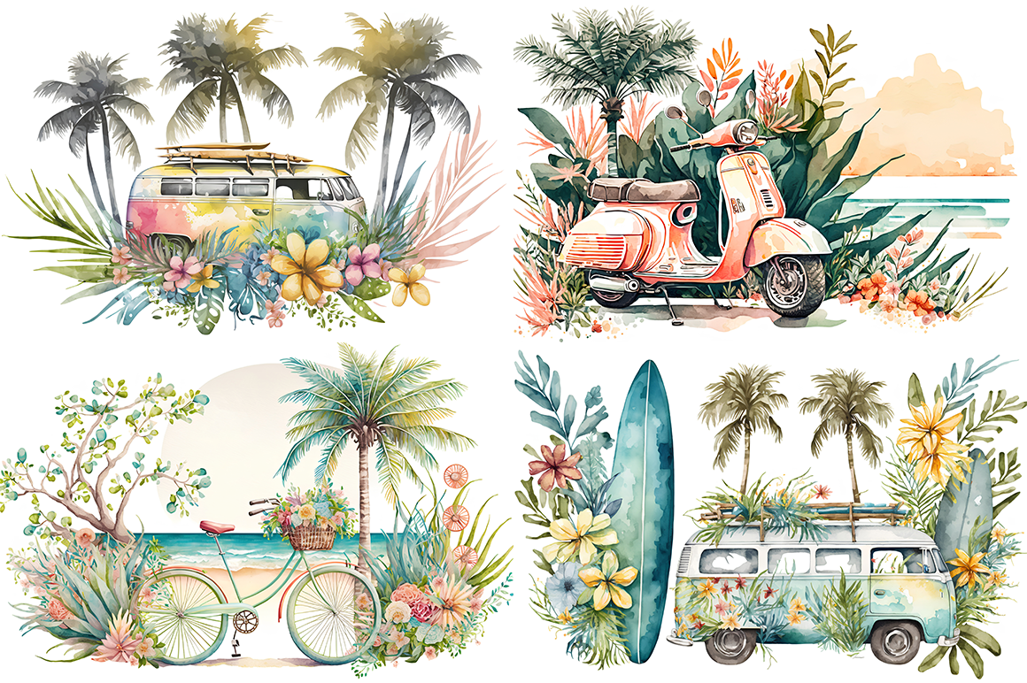 Summer Time Watercolor Collection By artsy-fartsy