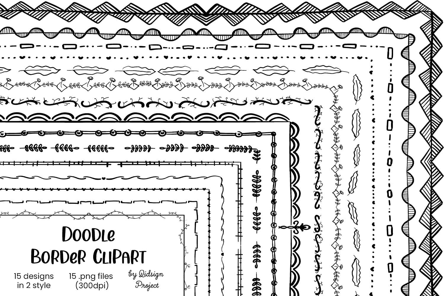 15 Doodle Border, Page Border, Bullet Journal Element By qidsign ...