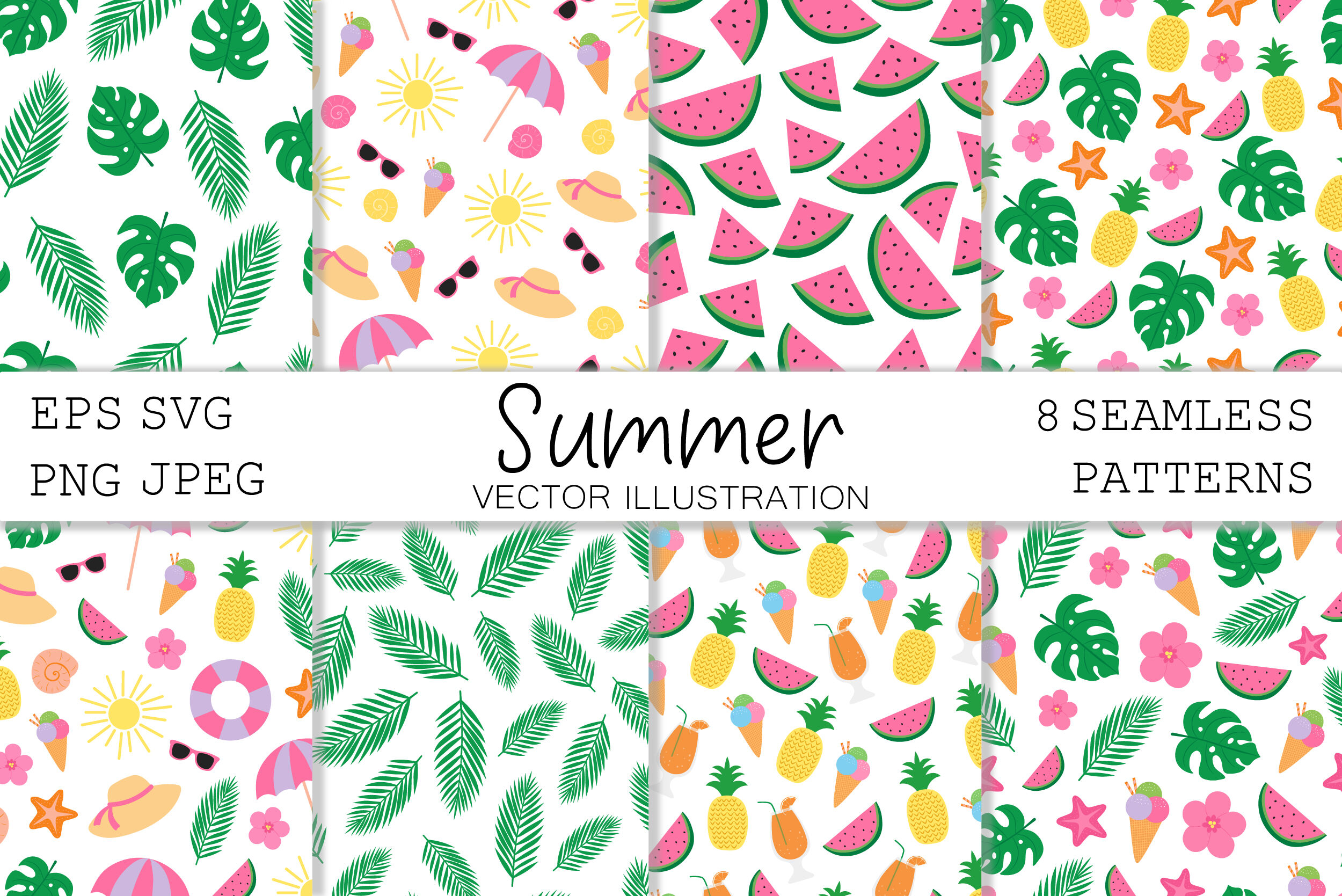Summer seamless pattern. Summer background. Summer SVG By