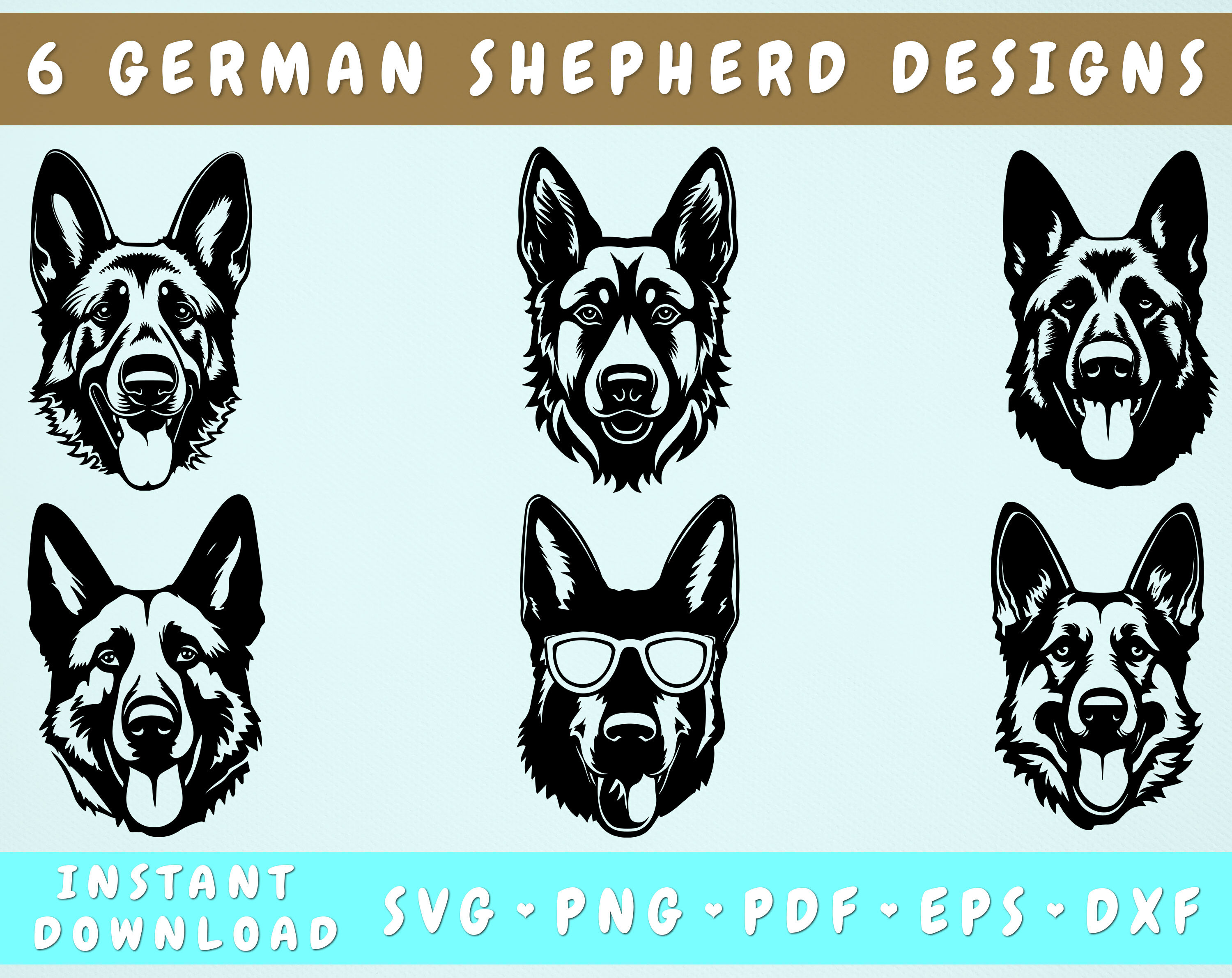 German Shepherd SVG Bundle, 6 Designs, German Shepherd PNG By ...