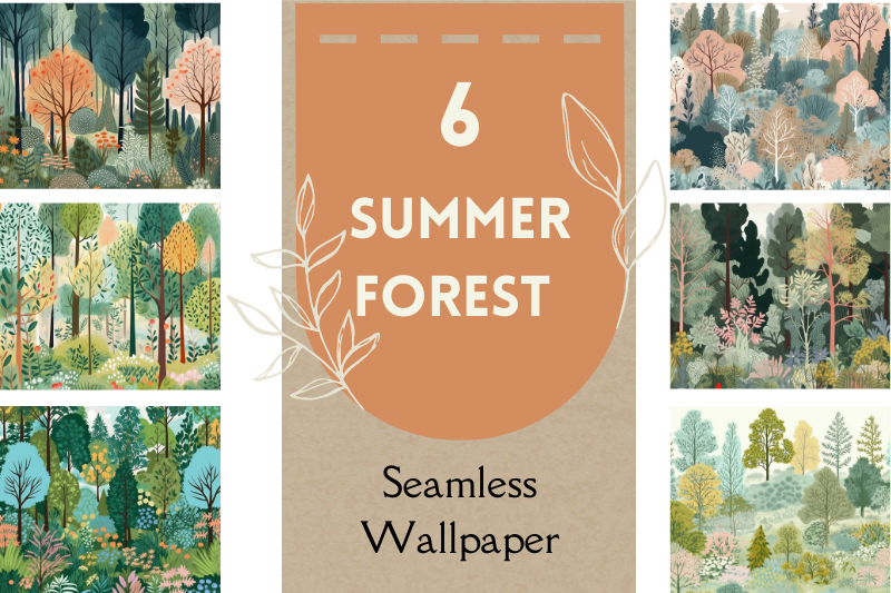 Summer Forest Seamless Wallpaper By Oreje | TheHungryJPEG