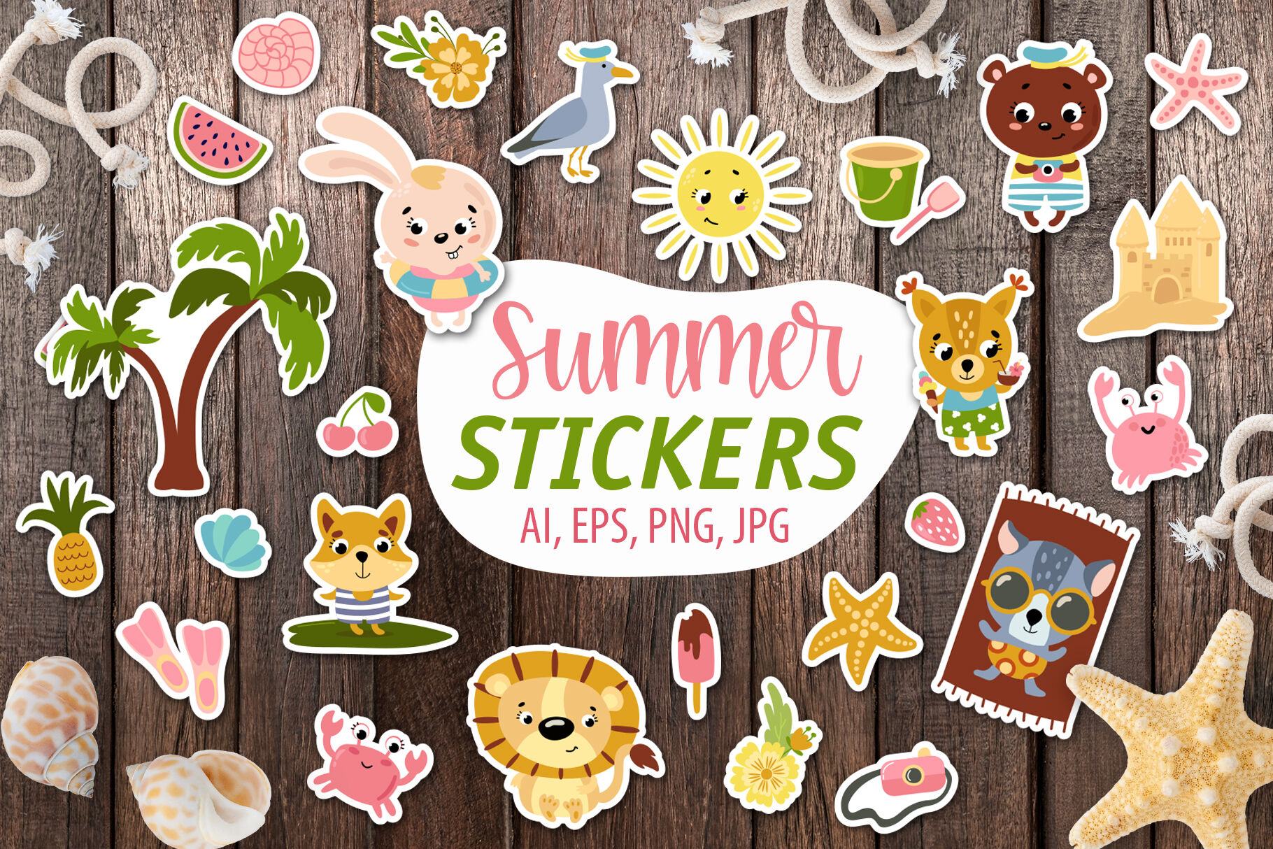 Summer Fun Stickers Sticker for Sale by KitschyKorner