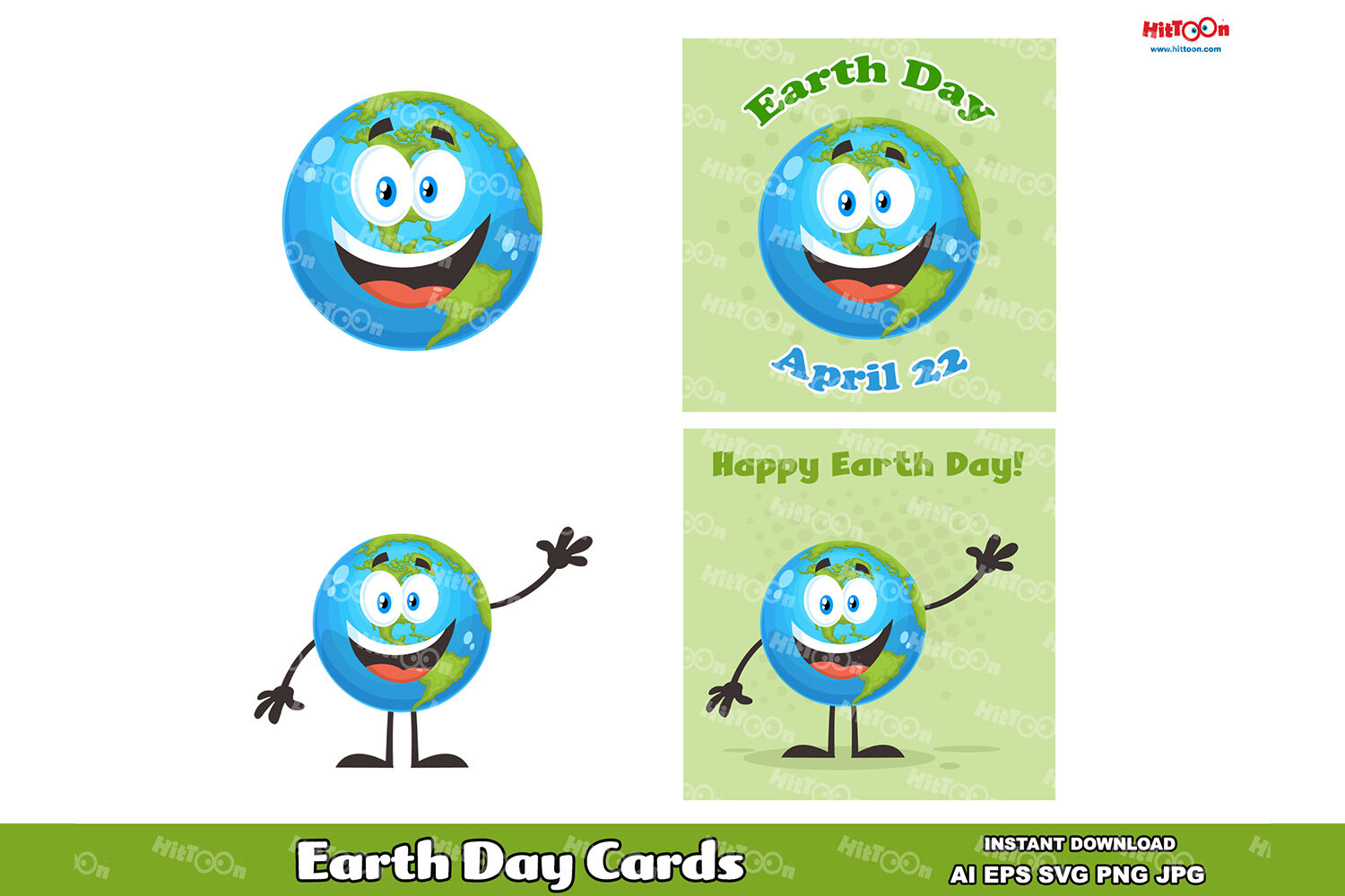 Earth Day Greeting Cards By HitToon TheHungryJPEG