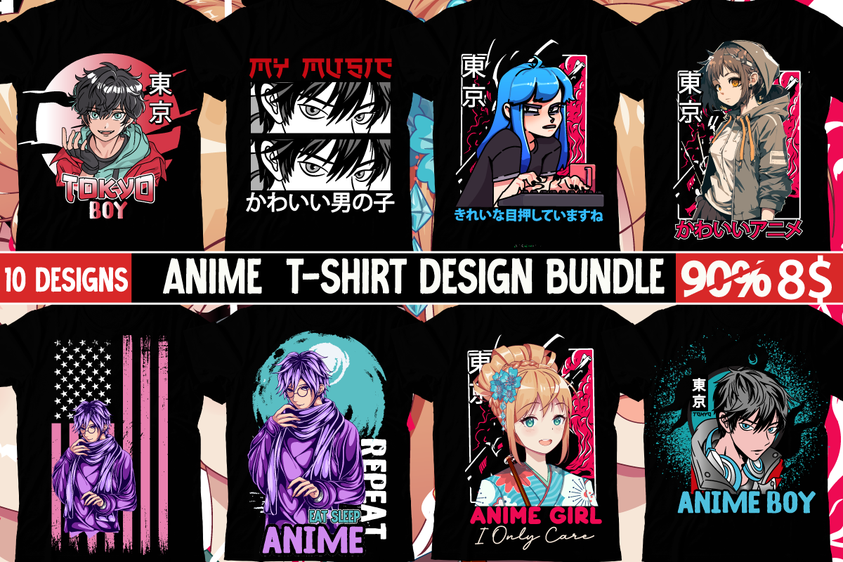 Anime T-Shirt Design, Anime Vector Graphics Bundle ,samurai t shirt Bu By  Rana Creative