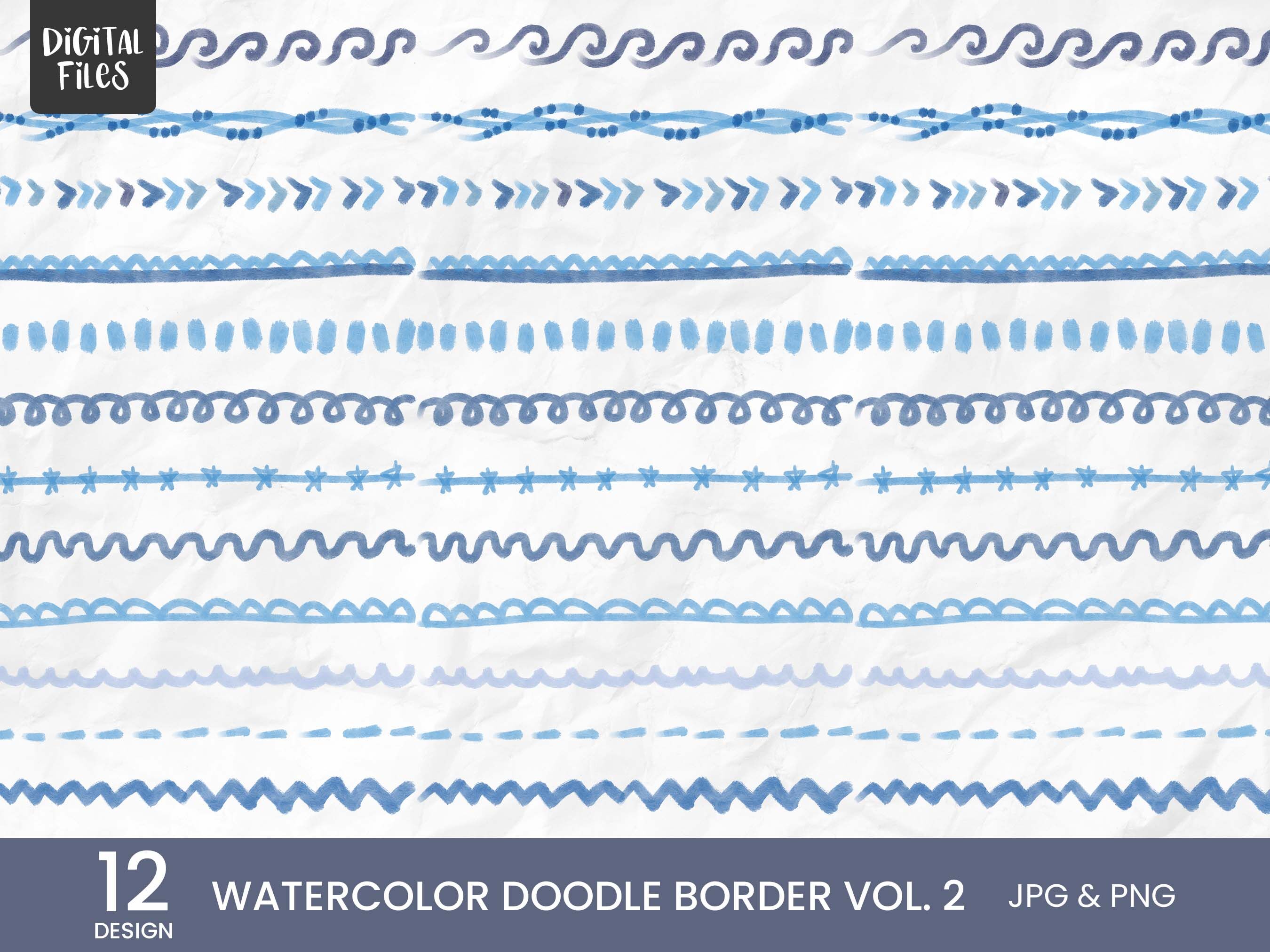 Watercolor Doodle Border Vol. 2 | 12 Variations By qidsign project ...