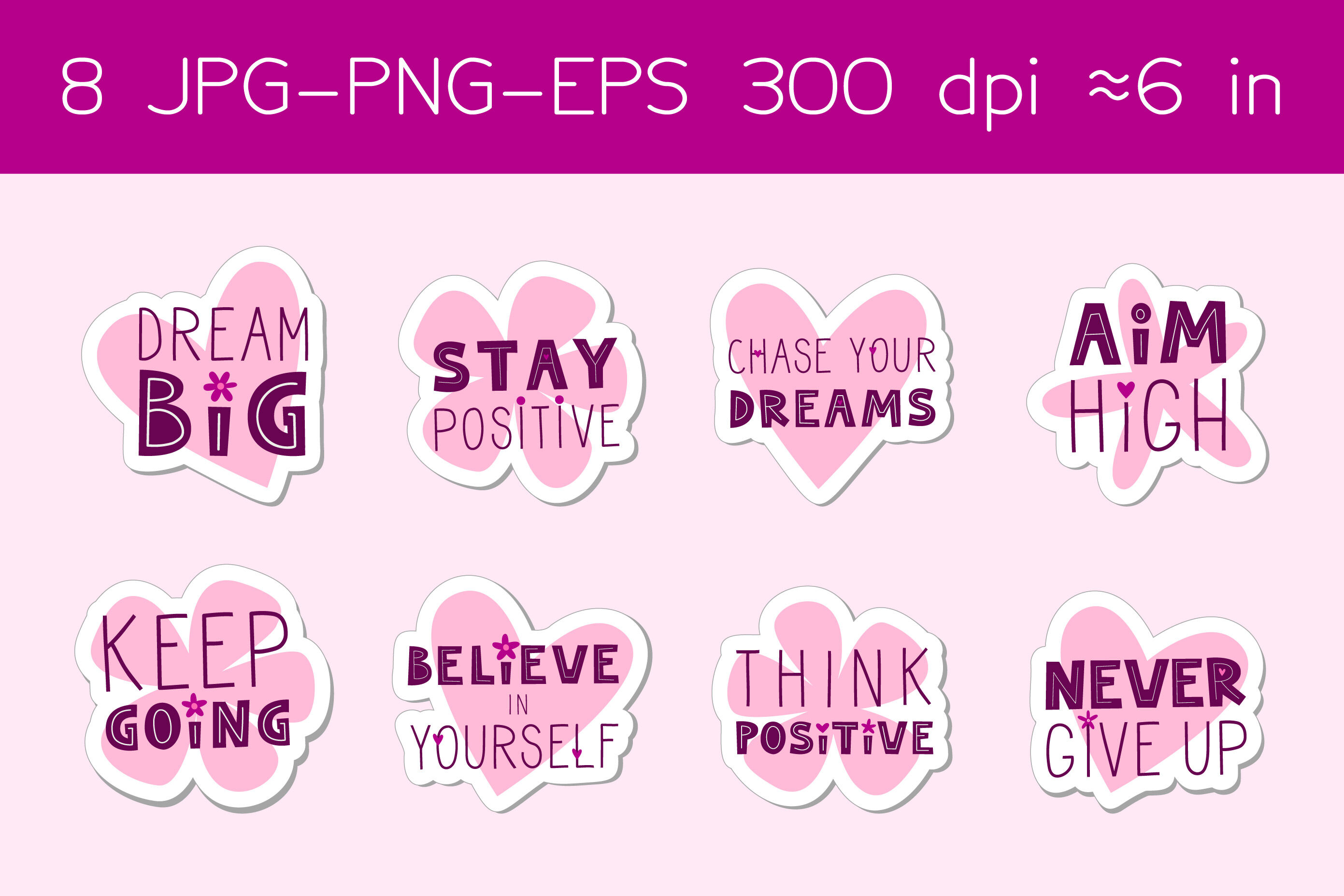 Positive motivational stickers By Three little pics