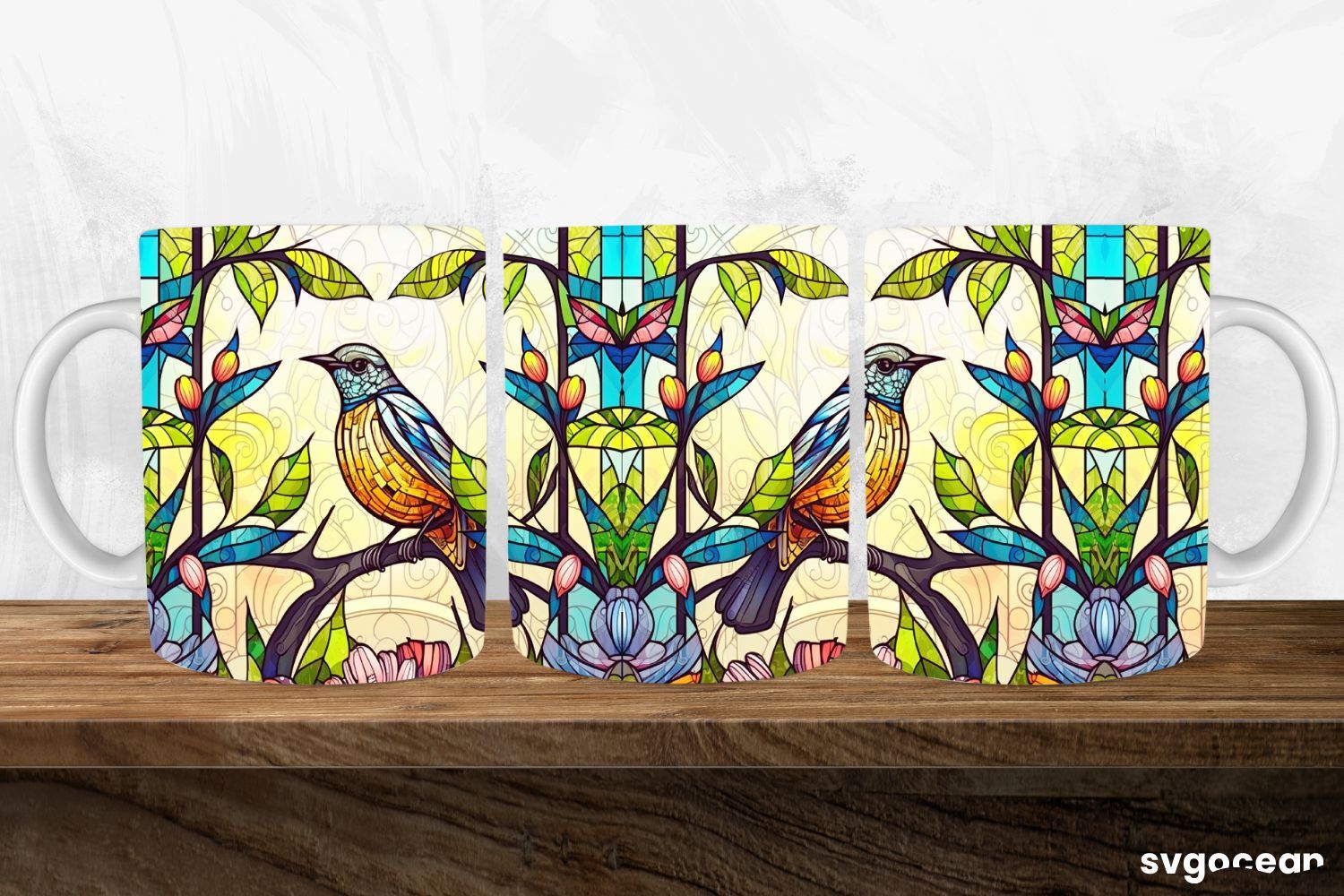 Stained Glass Hummingbird Mug Sublimation