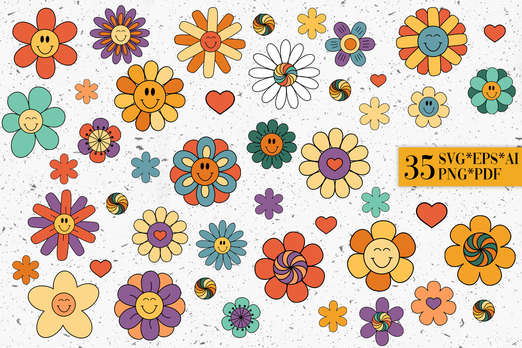 Free: Groovy Flowers Clip Art - Hippie Flower Png 