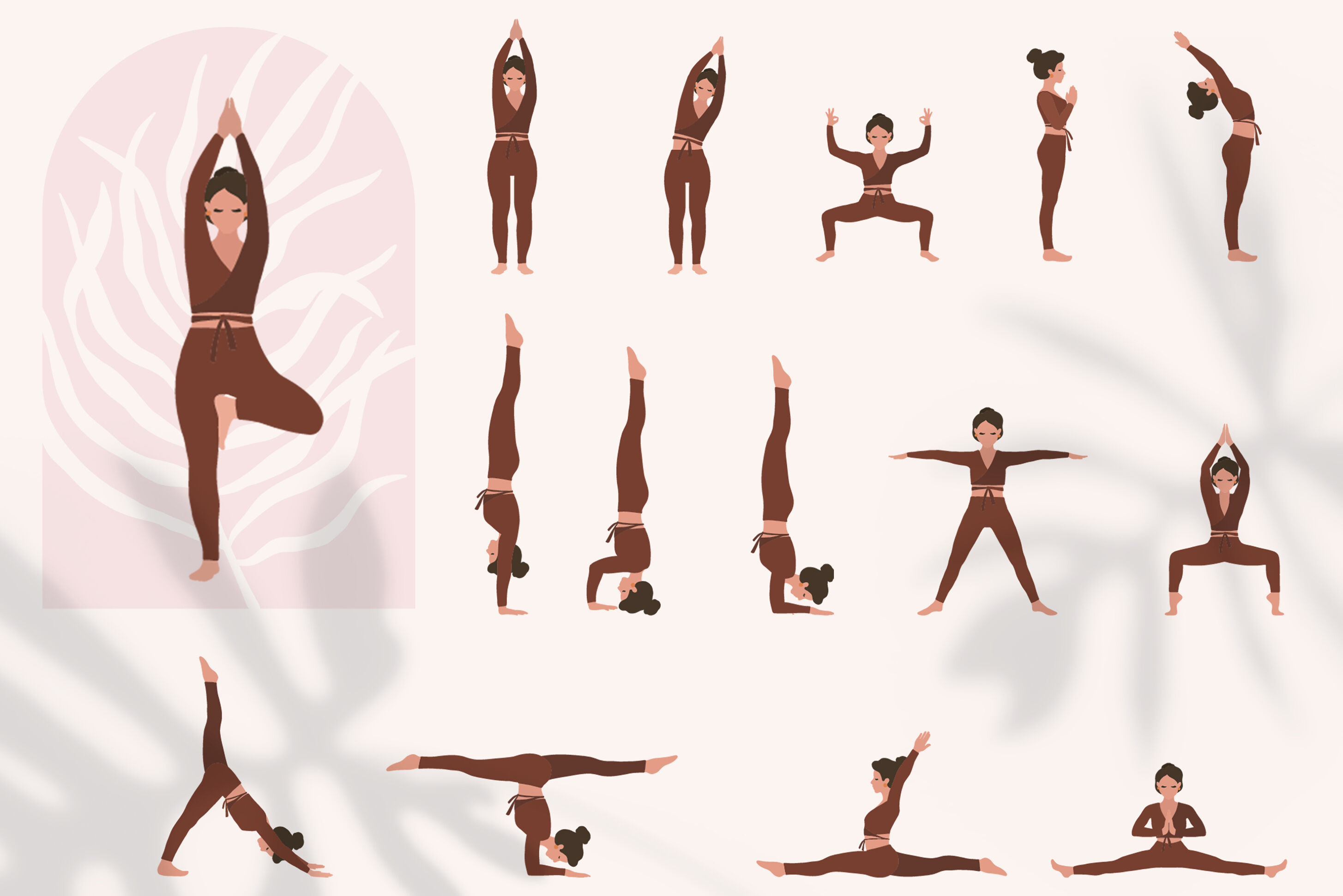 Watercolor yoga poses clipart. Female 13 yoga silhouette