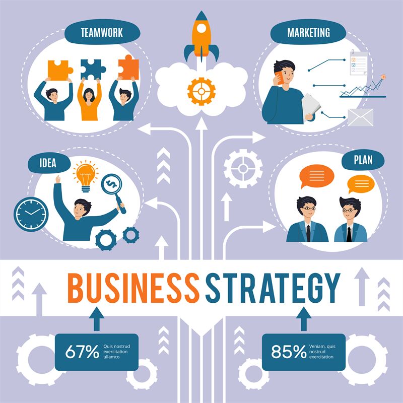 Business strategy infographic. Startup scheme for business analysis ch ...