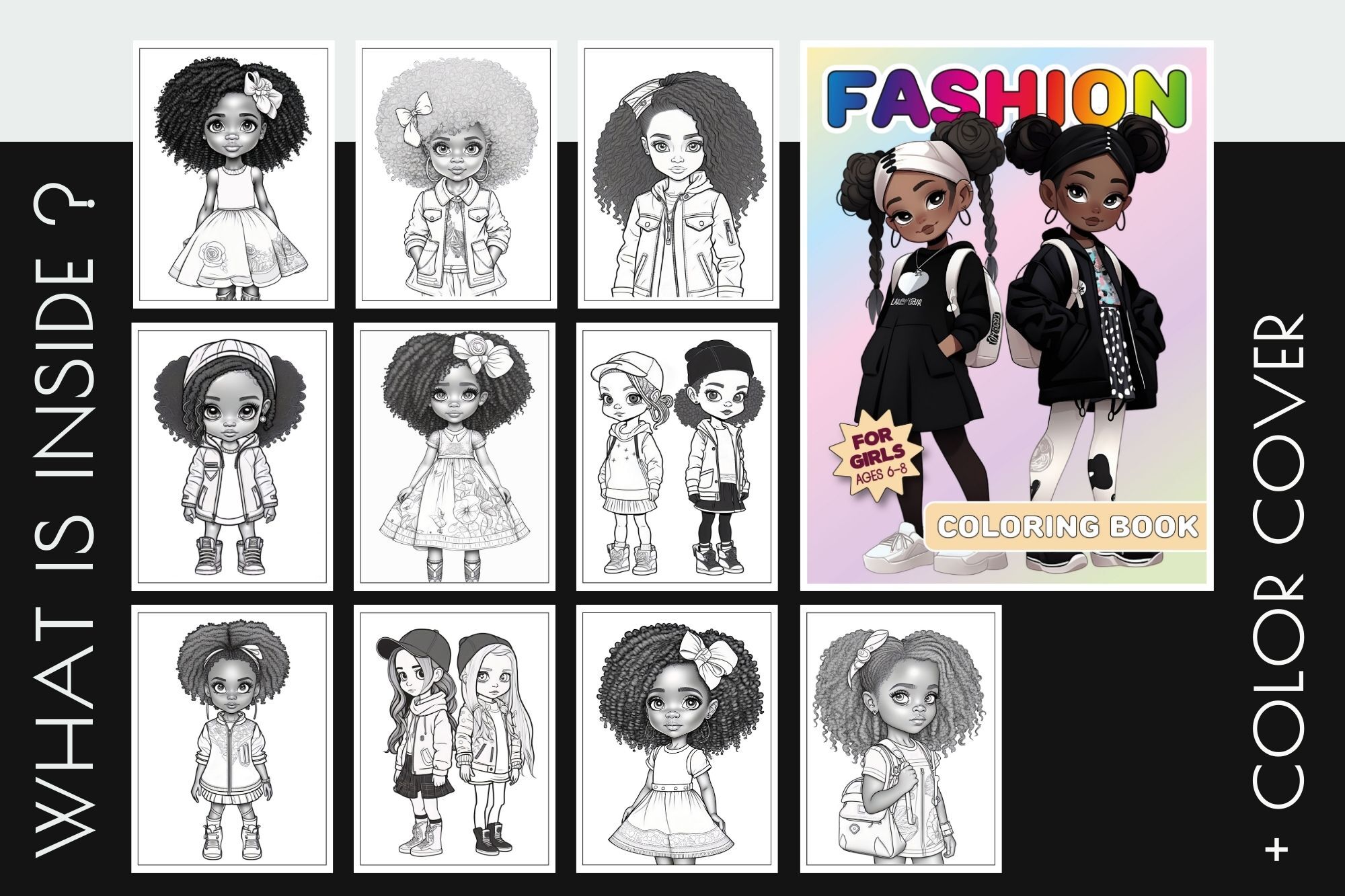 Black Girl Fashion Coloring Book