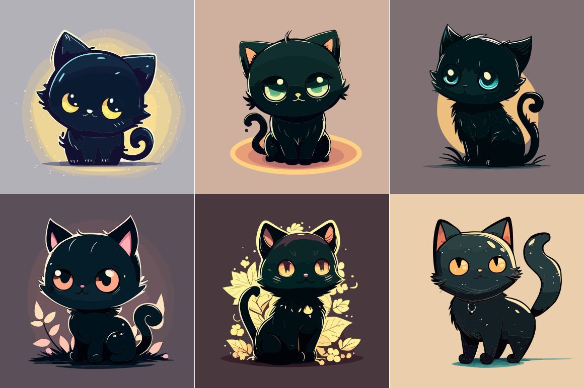 six cats anime style 11234071 Vector Art at Vecteezy