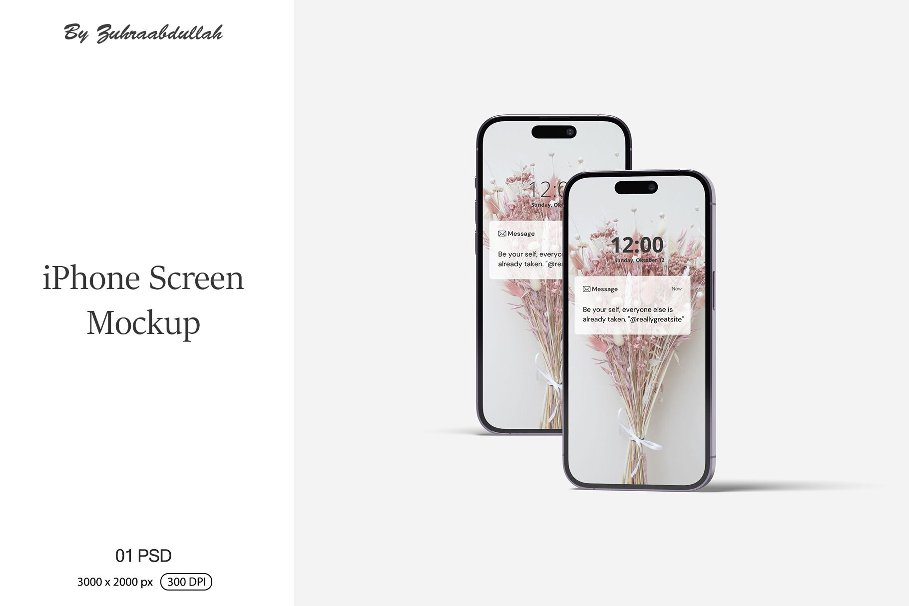 iPhone Screen Mockup By zuhraabdullah | TheHungryJPEG