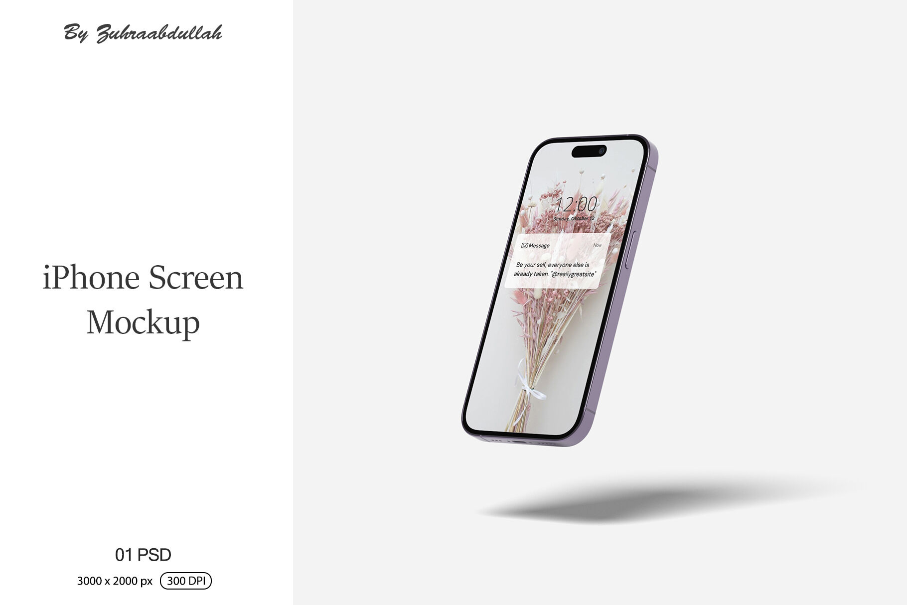 iPhone Screen Mockup By zuhraabdullah | TheHungryJPEG