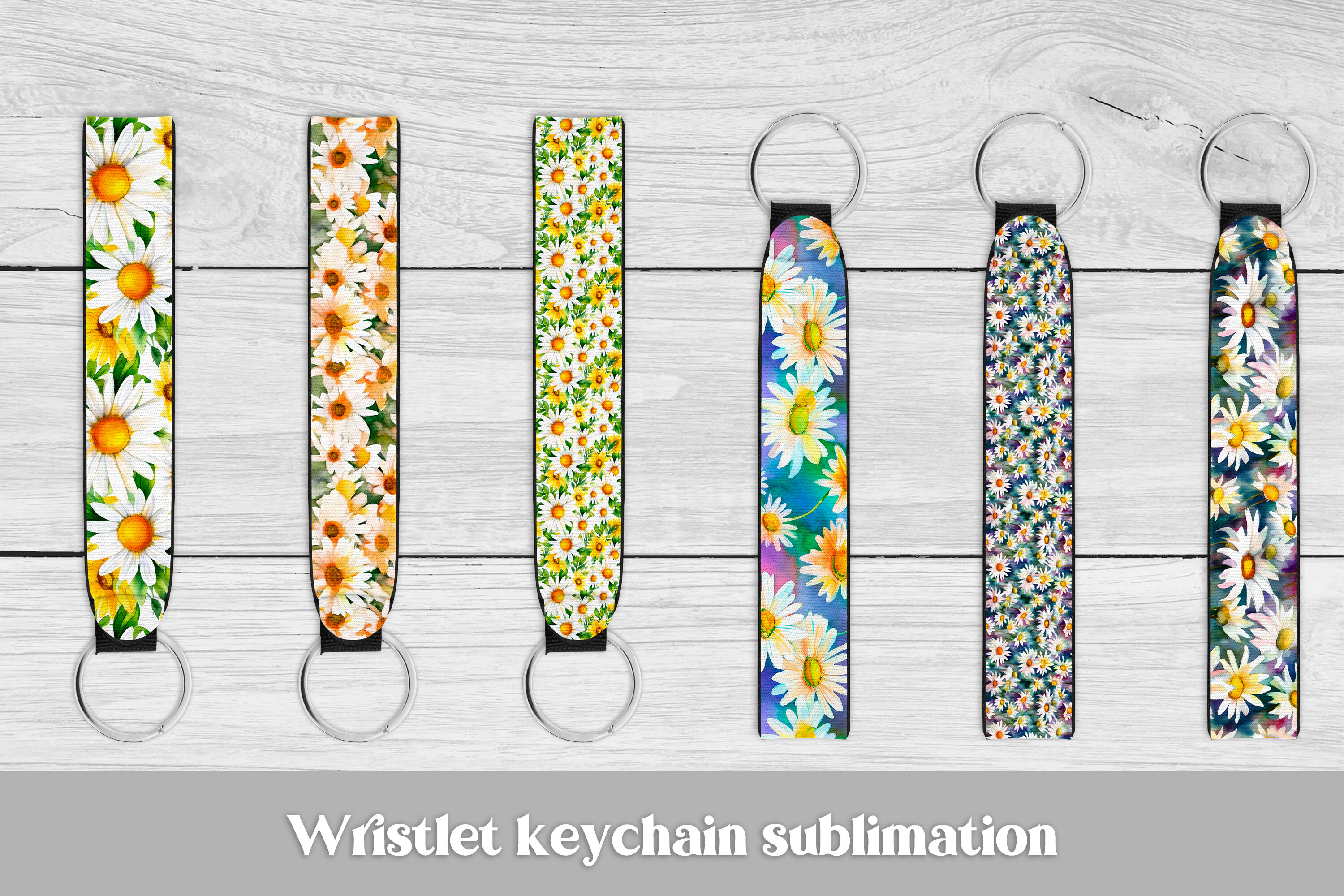 Flower wristlet keychain, Daisy key fob wristlet By Svetana Studio