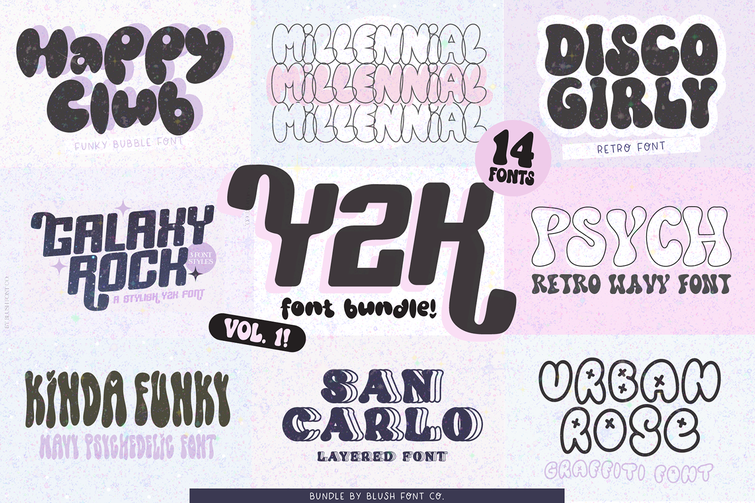 Y2K FONT BUNDLE - Retro Fonts By Blush Font Co. | TheHungryJPEG