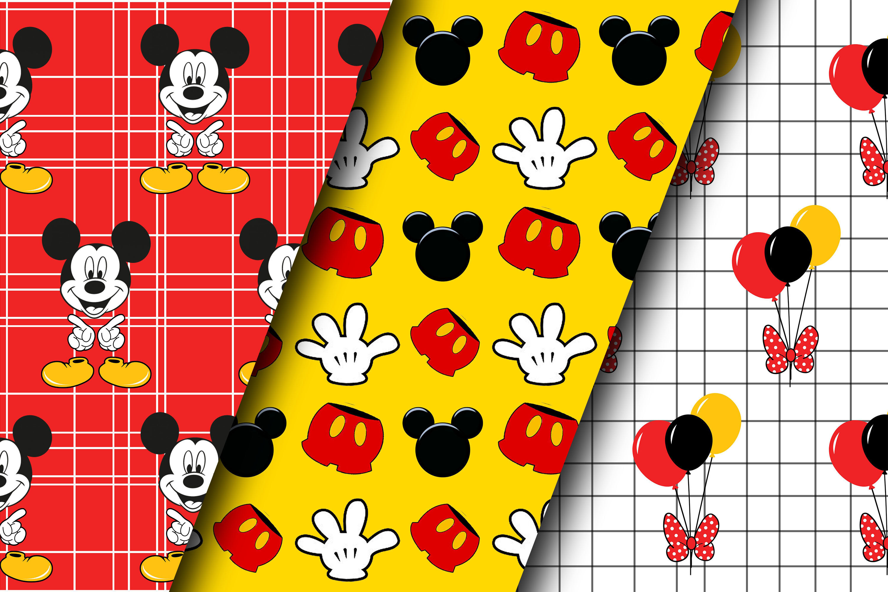 Cute Mickey Mouse Pattern Digital Papers By CreativeStore TheHungryJPEG