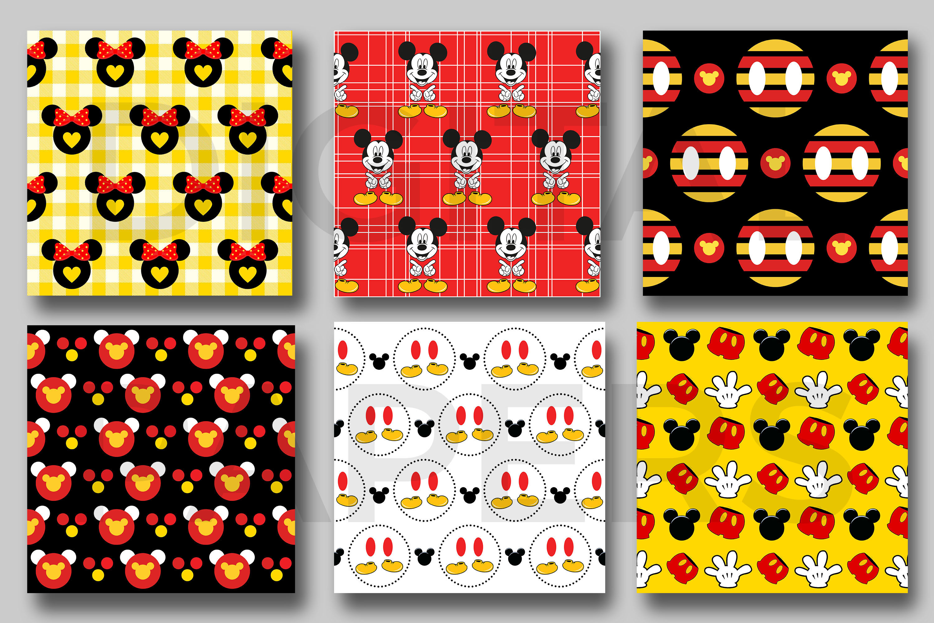 Cute Mickey Mouse Pattern Digital Papers By CreativeStore TheHungryJPEG