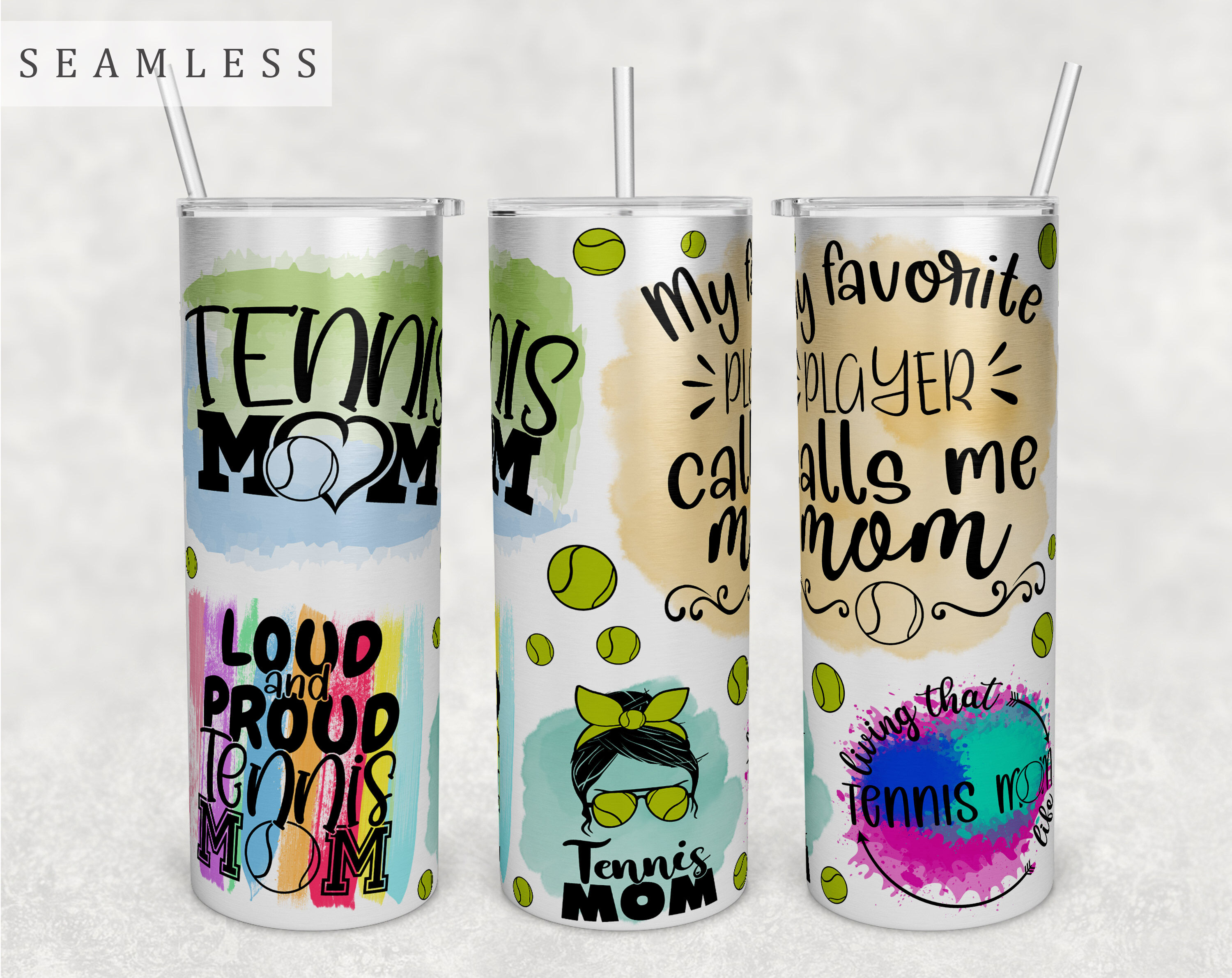 Tennis Mom Tumbler Wrap, 20 Oz Skinny Tumbler Sublimation Design By ...