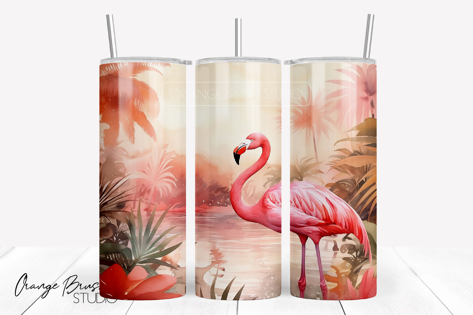 Flamingo tumbler accessories, Flamingo print wraps