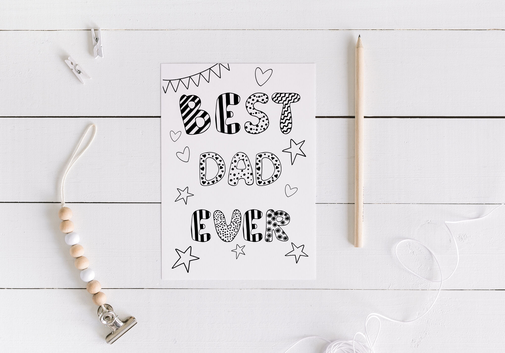 Father's Day Card, DIY Card, Digital Birthday Coloring Card, Dad Greet ...