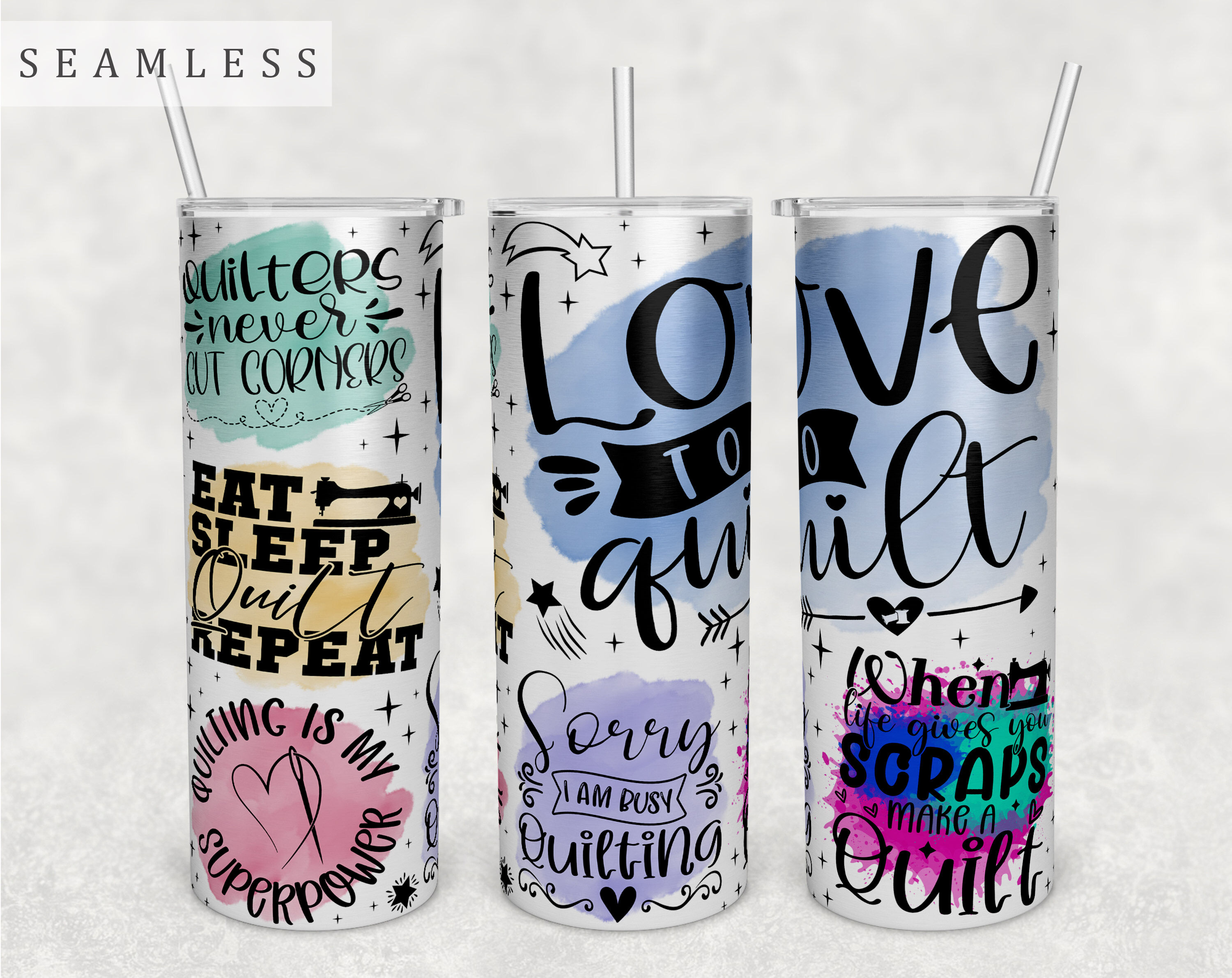 Quilting Quotes Tumbler Wrap, 20 Oz Skinny Tumbler Sublimation Design ...