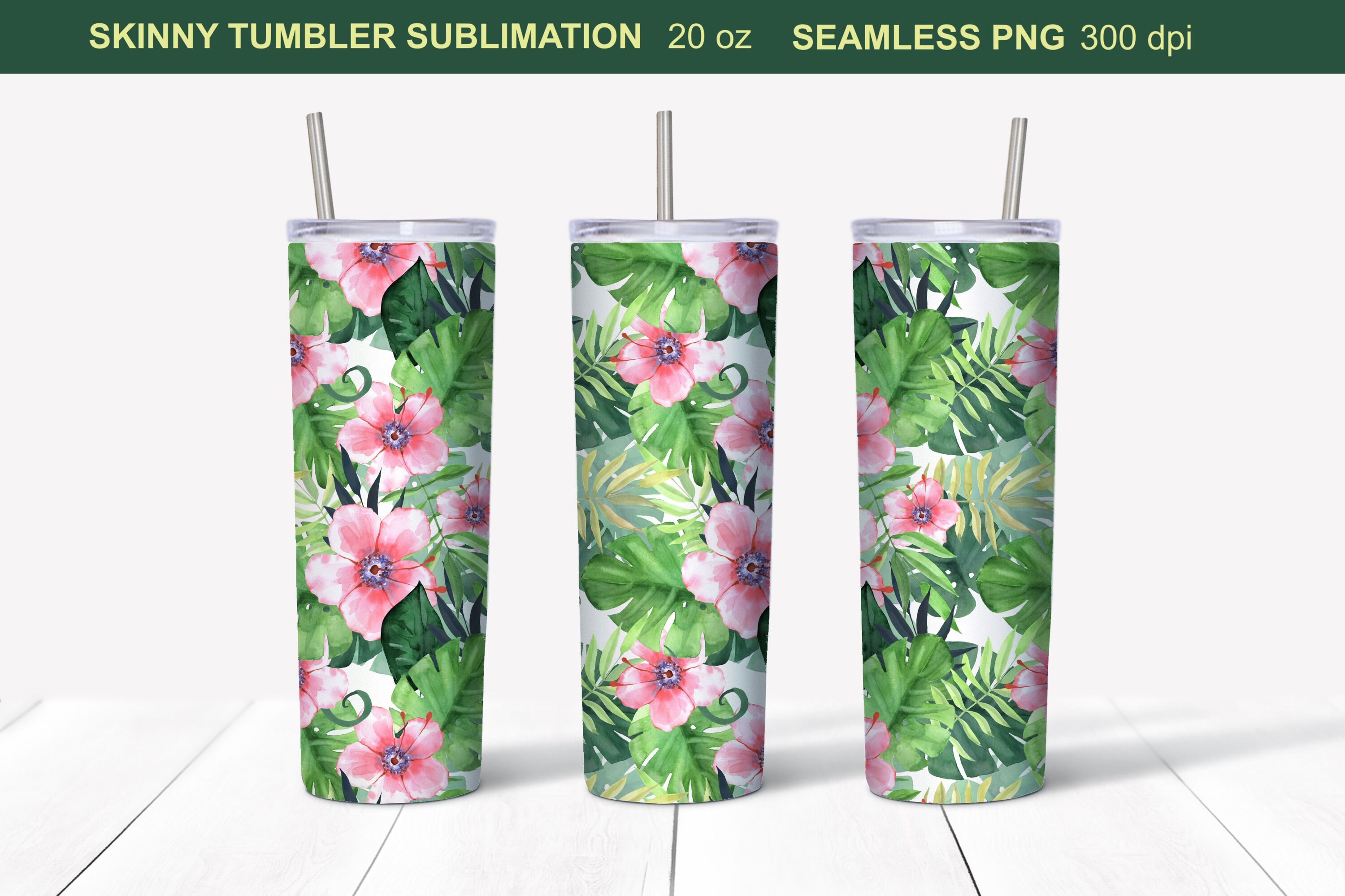 Tropical Tumbler Wrap | Summer Tumbler Sublimation By Gribanessa ...