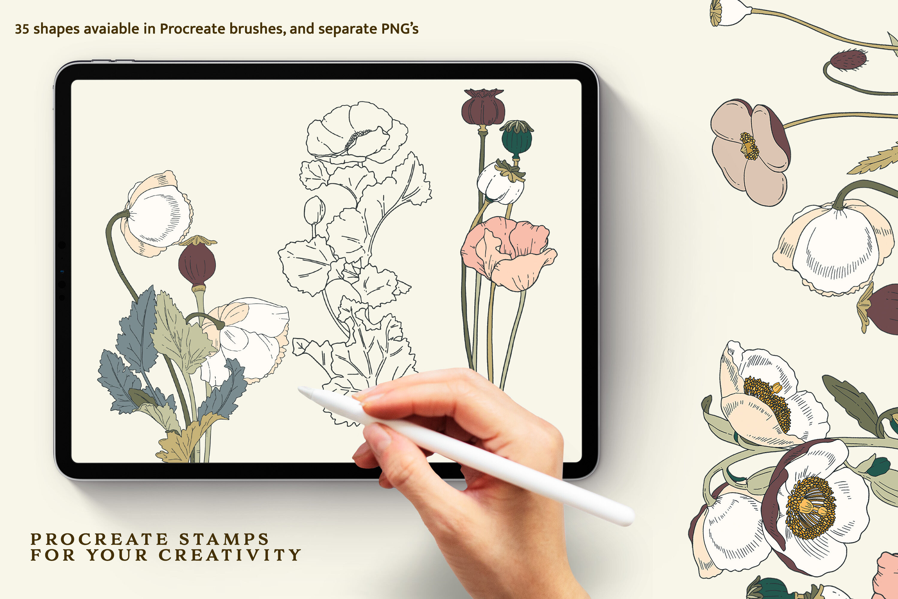 Botanical Procreate Brush, Floral Stamps Gráfico por DatsenCreate