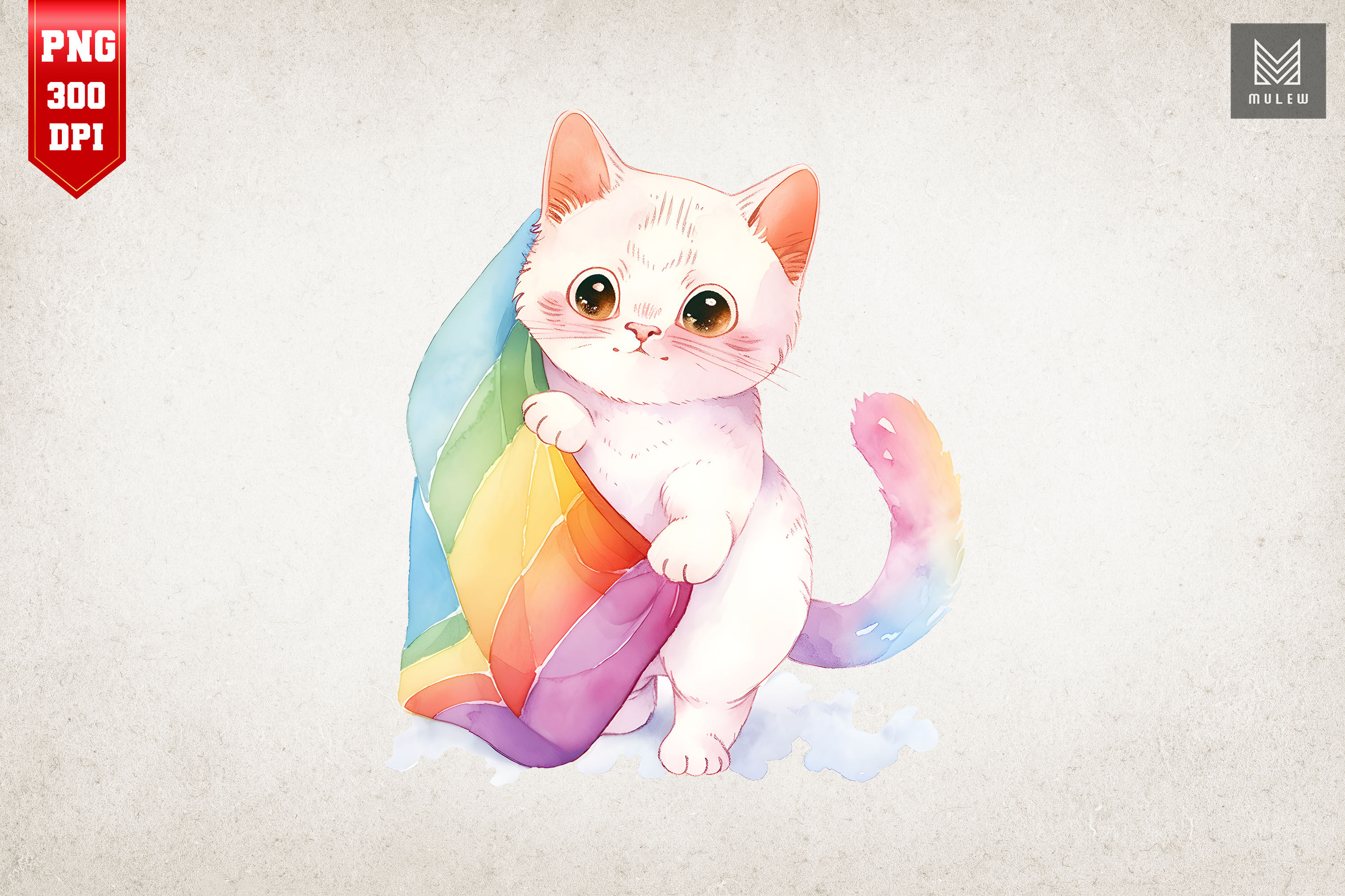 Watercolor anime cats clipart - cute kawaii kittens PNG