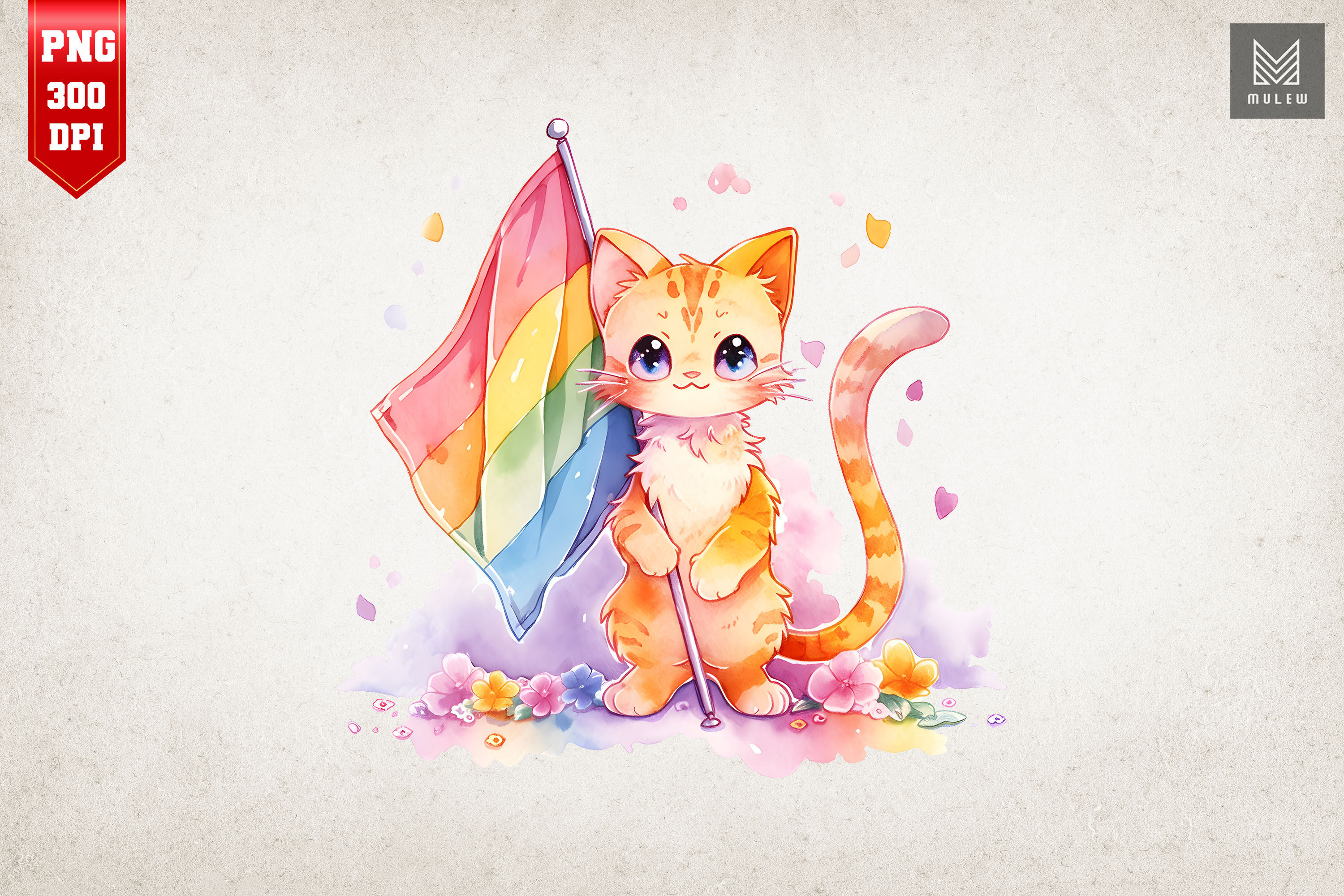 Watercolor anime cats clipart - cute kawaii kittens PNG