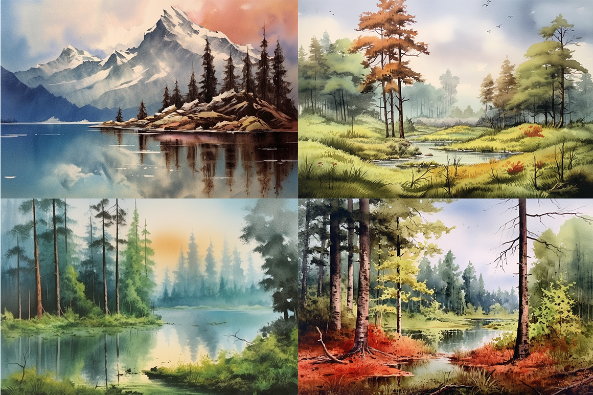 Serene Landscapes: Watercolor Nature Collection By artsy-fartsy ...