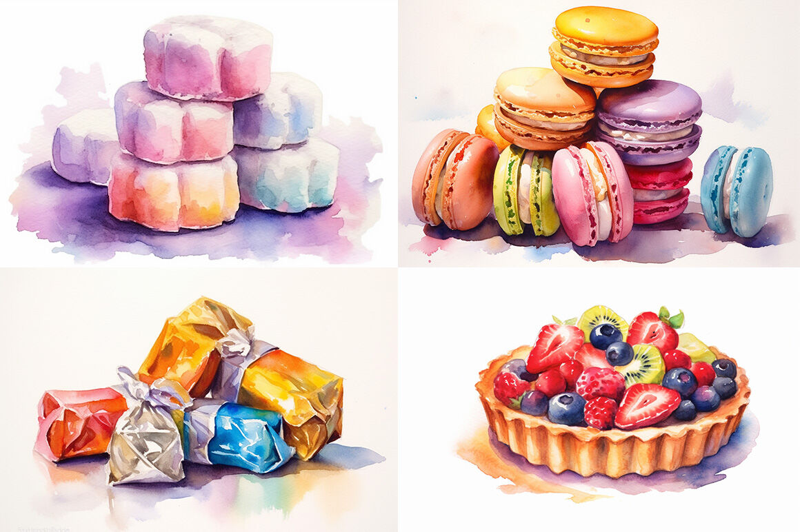 Sweet Treats Watercolor Desserts and Delicacies Collection By