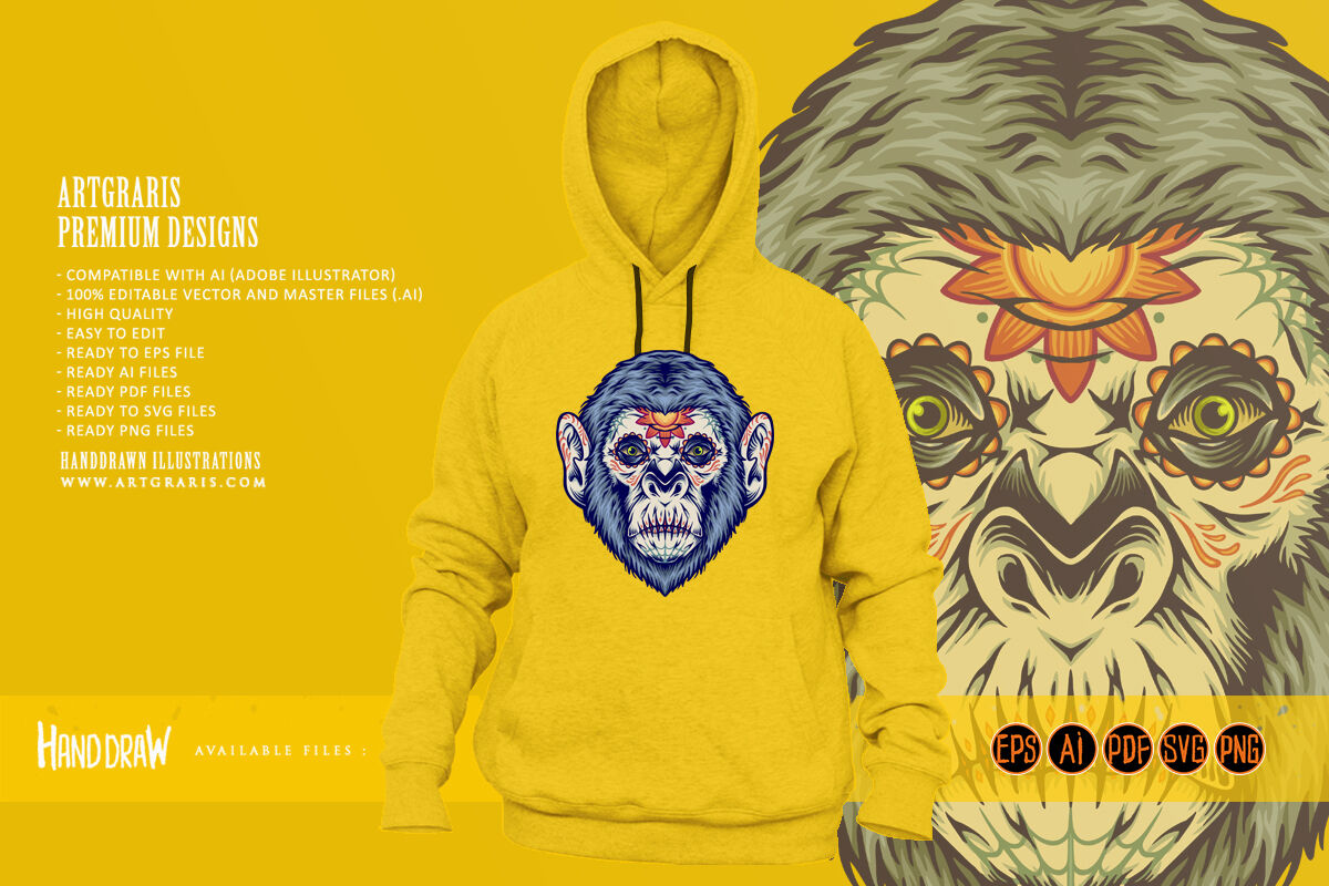 Vector Mockup Full Zip up Hoodie Over Face Illustrator, EPS, PDF, and PNG 