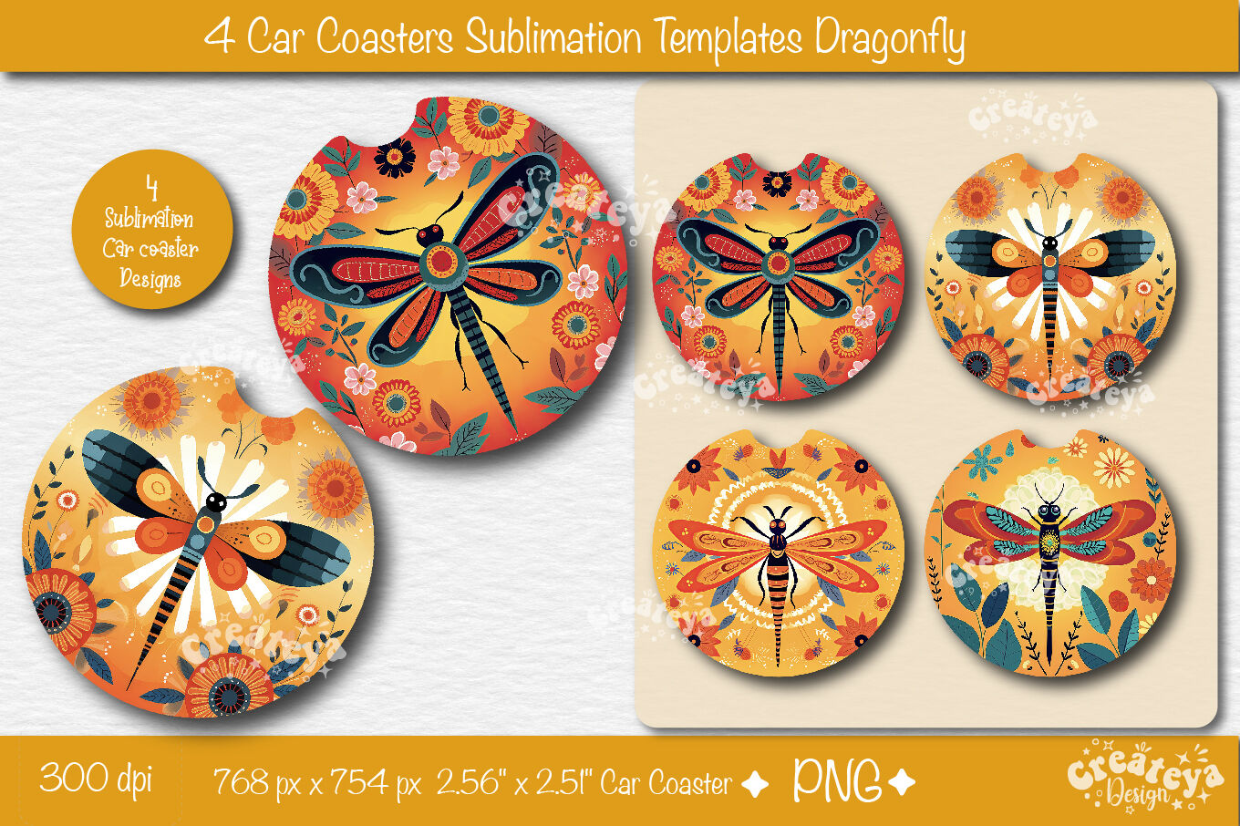 Car coaster Sublimation Designs Bundle Round Sublimation PNG