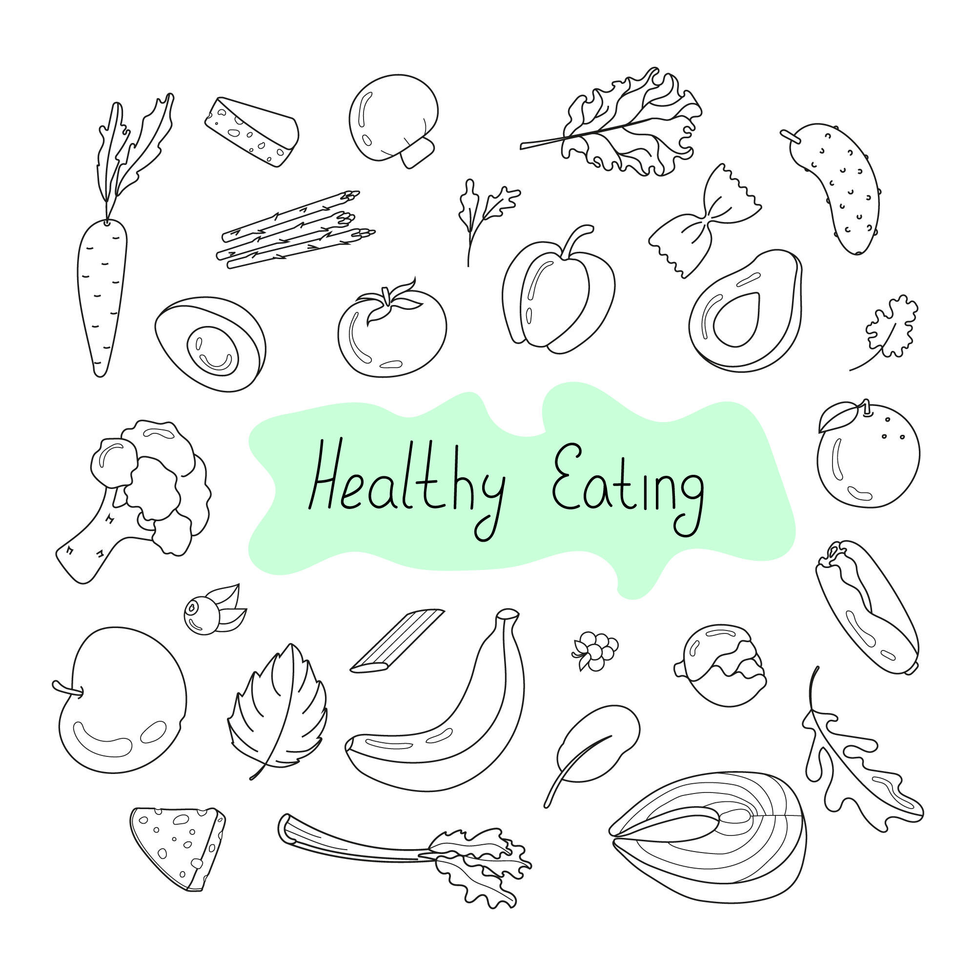 Healthy food Drawing | Food Drawing | Fruits and vegetable Drawing | Healthy  food Drawing easy step - YouTube