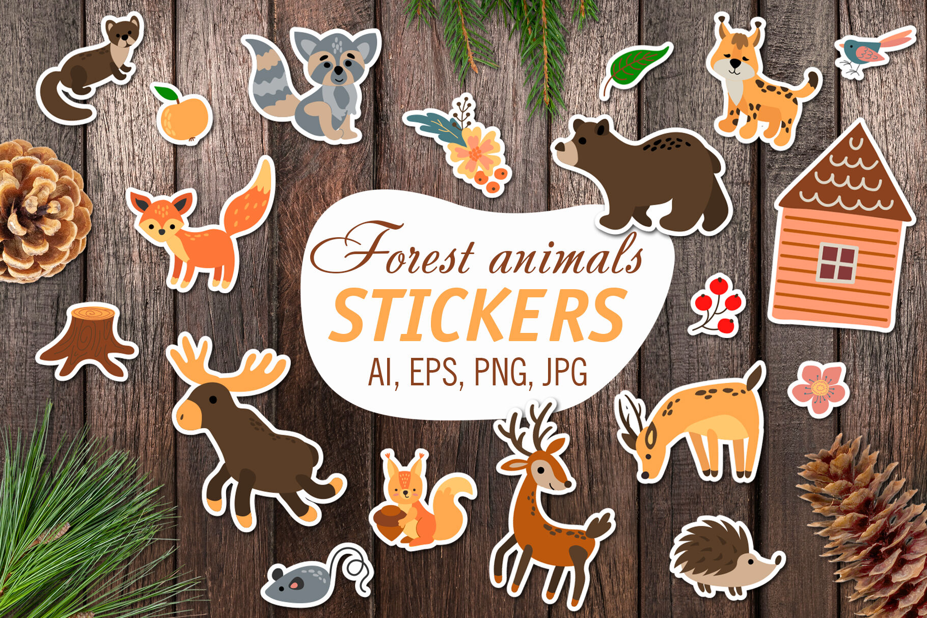 Forest animals/ Printable Stickers Cricut Design By HelgaKOV