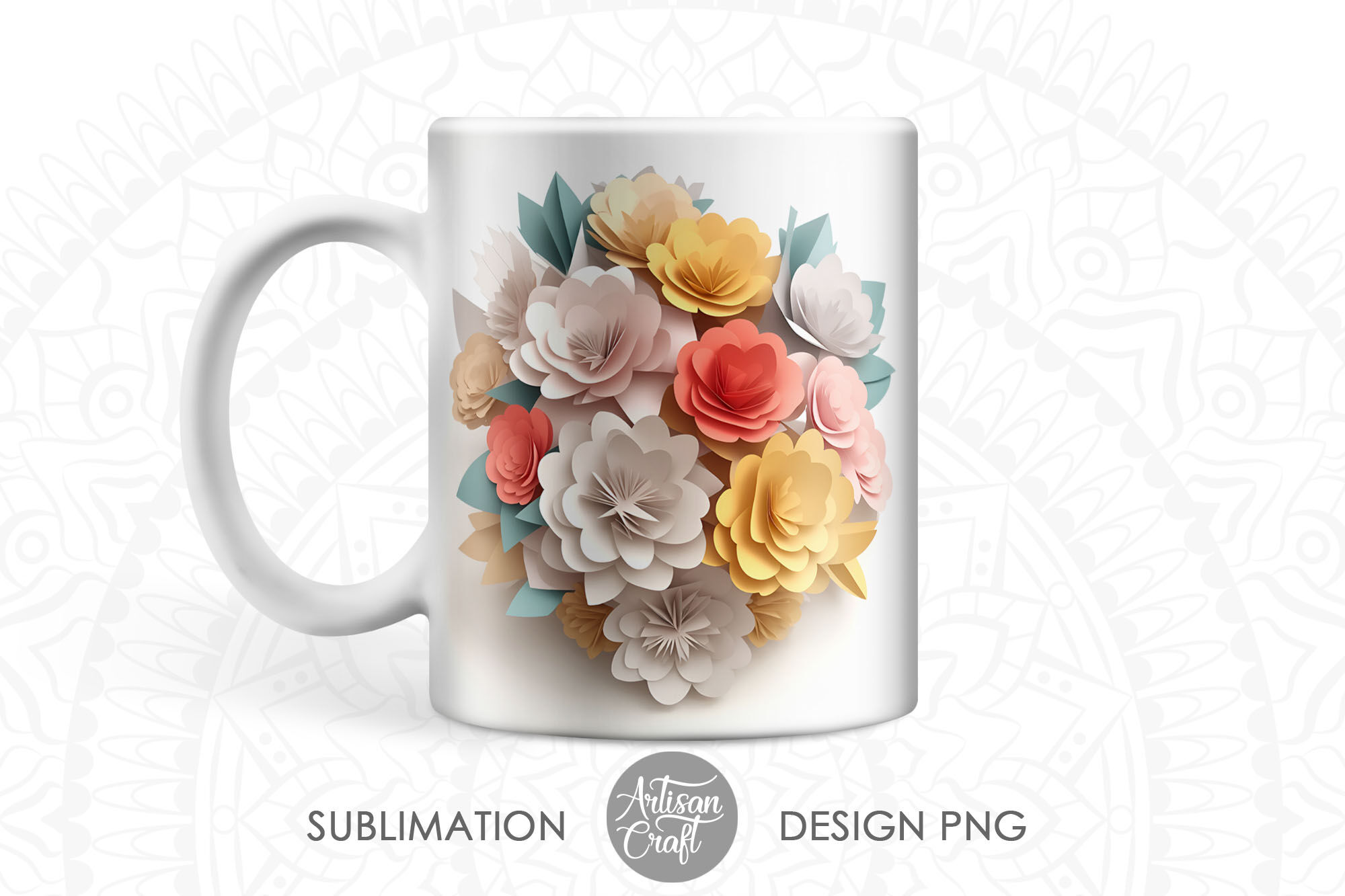 3D Sunflower Mug Wrap, 3D Flowers Mug Wrap, 11oz And 15 Oz Mug Sublimation  Design, Embossed Flowers, 3D Wild Flowers Mug Sublimation Design