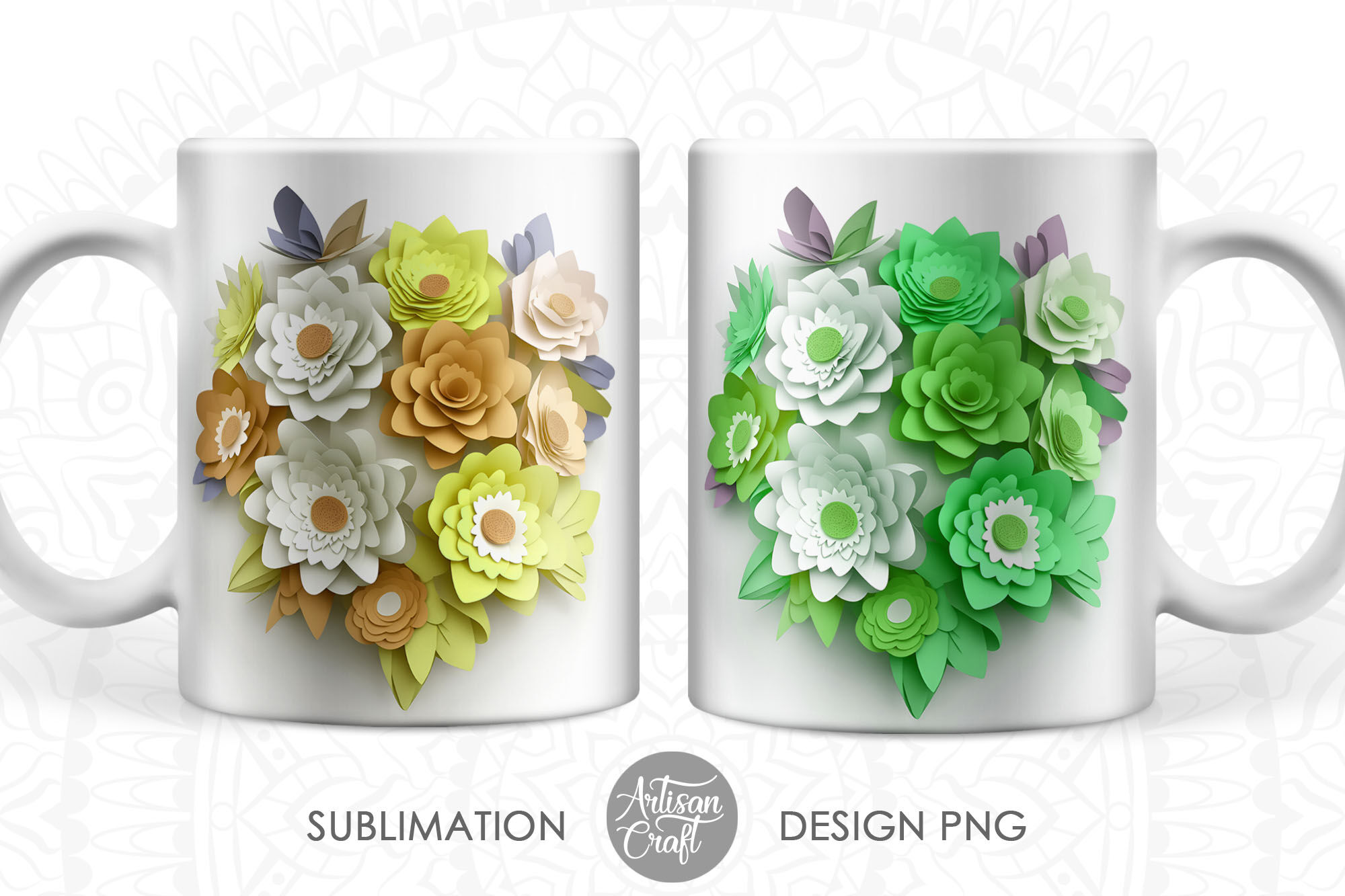 3D Mug design, 3d flower mug wrap