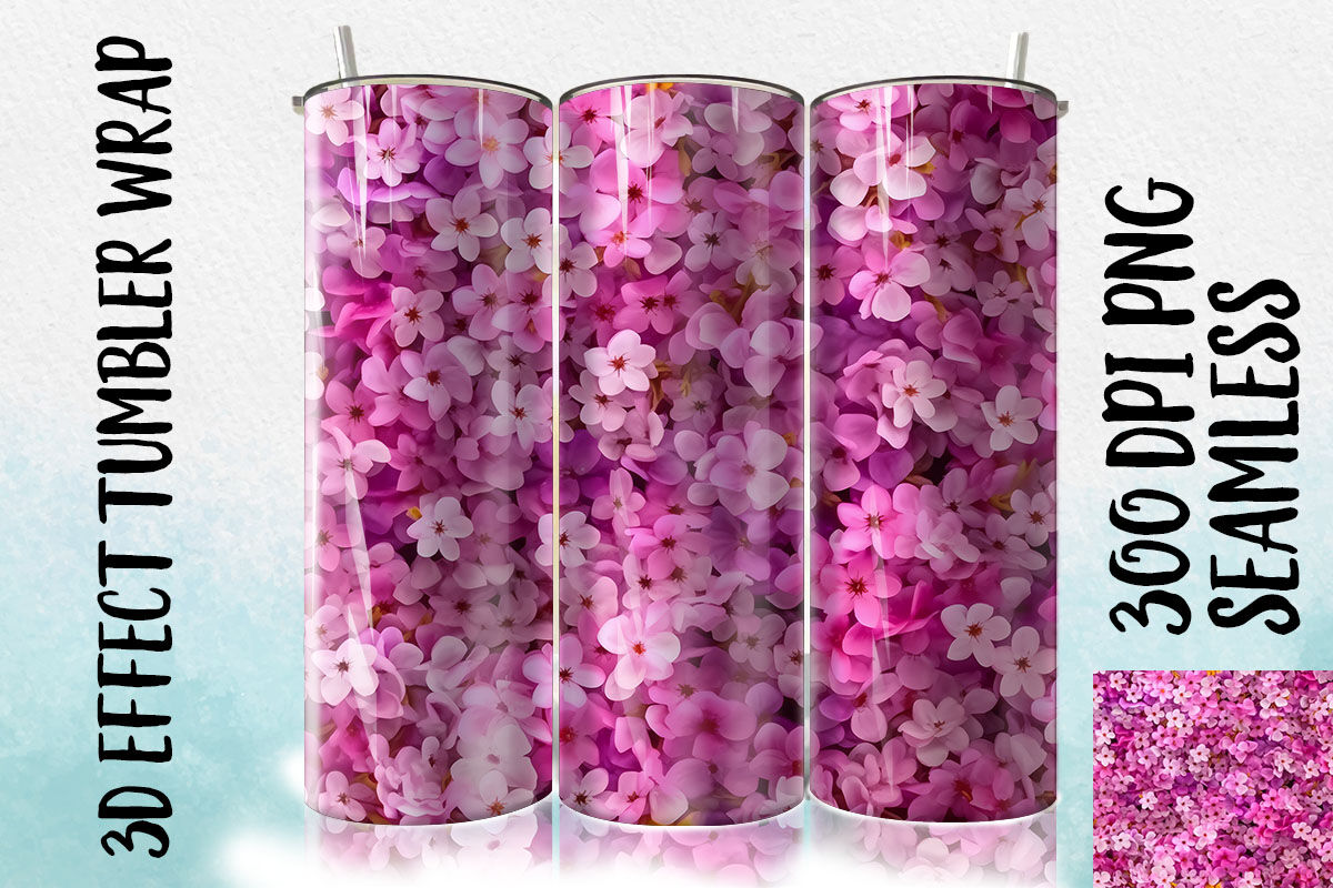 3D Cherry Blossom Tumbler Wrap By JobeAub | TheHungryJPEG