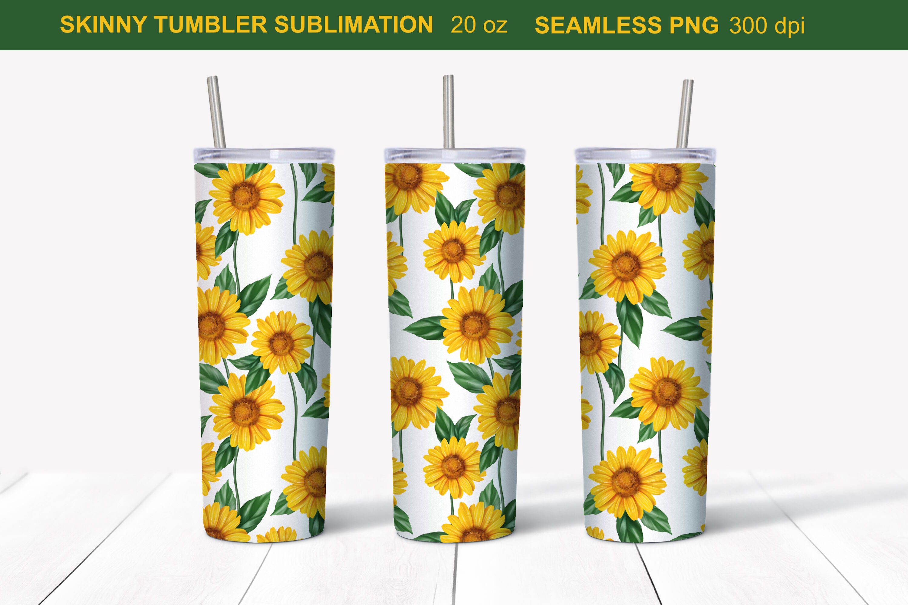 Sunflowers seamless Tumbler Wrap | Tumbler Sublimation By Gribanessa ...