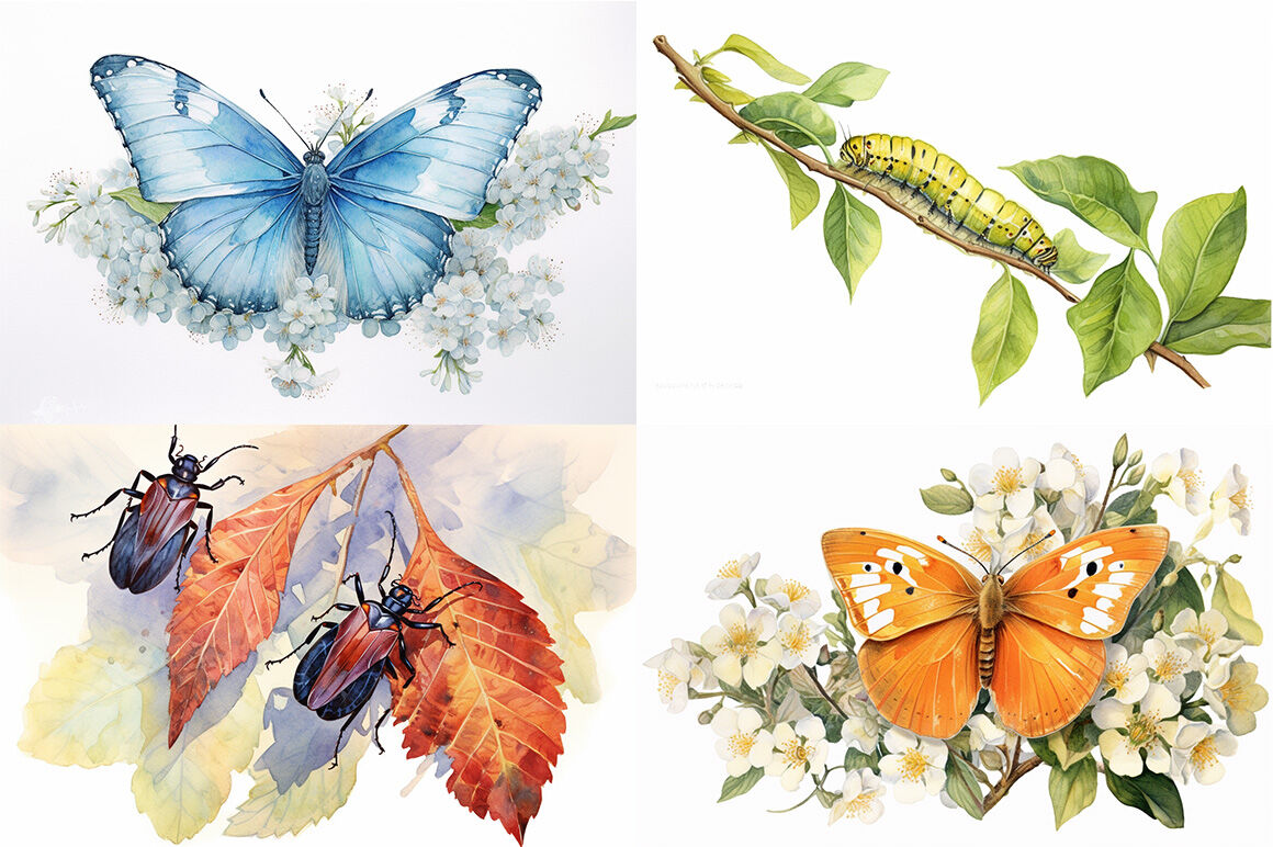 Spring Bugs Watercolor Collection By artsy-fartsy