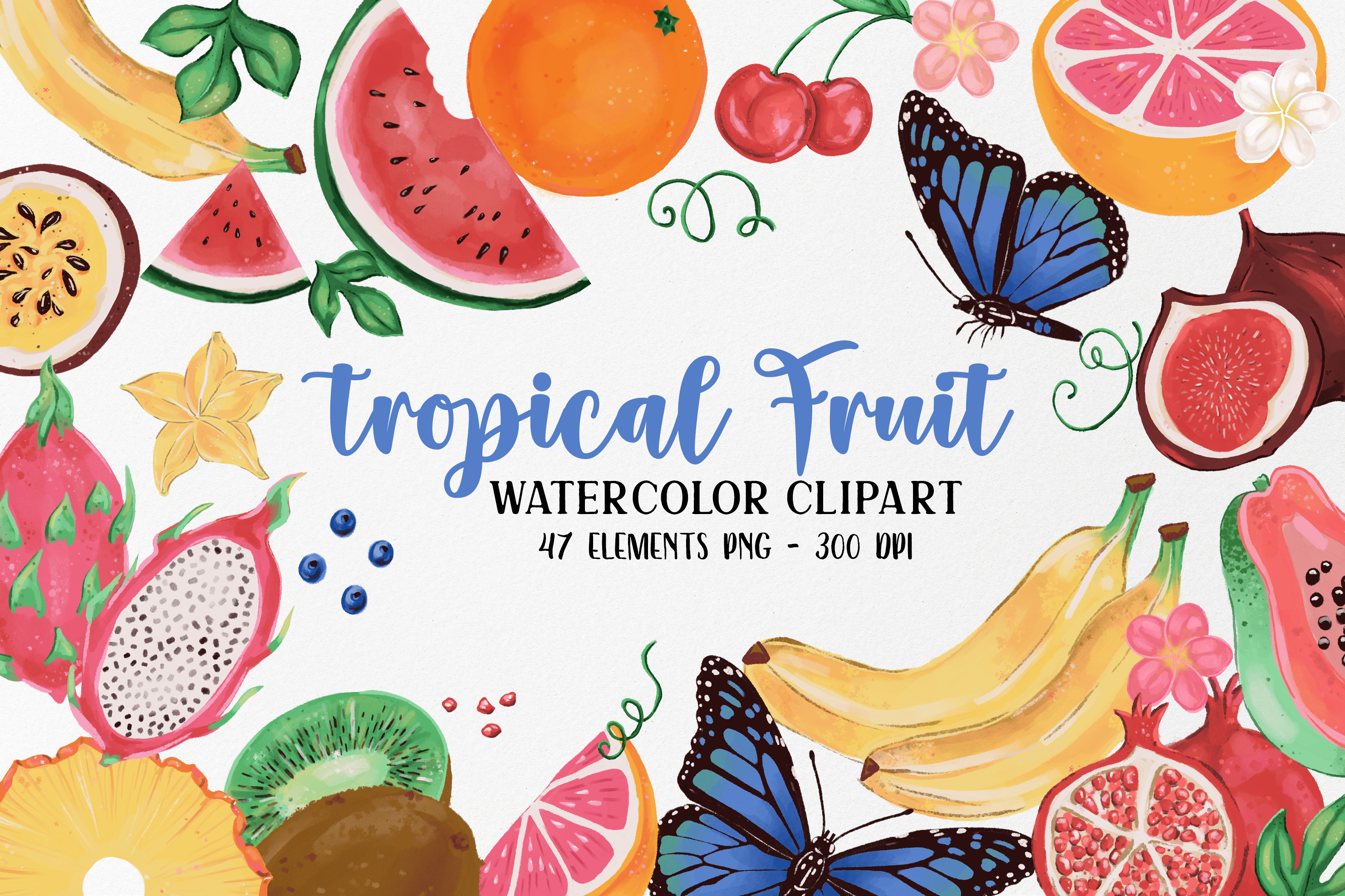 Watercolor Tropical Clip Art Watercolor Summer Clip Art Set 