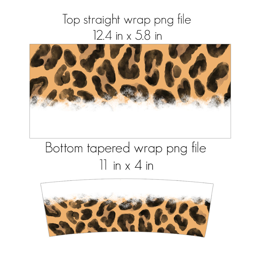 40oz tumbler w/ handle Fuzzy Leopard Wrap - 4 variations - SVG
