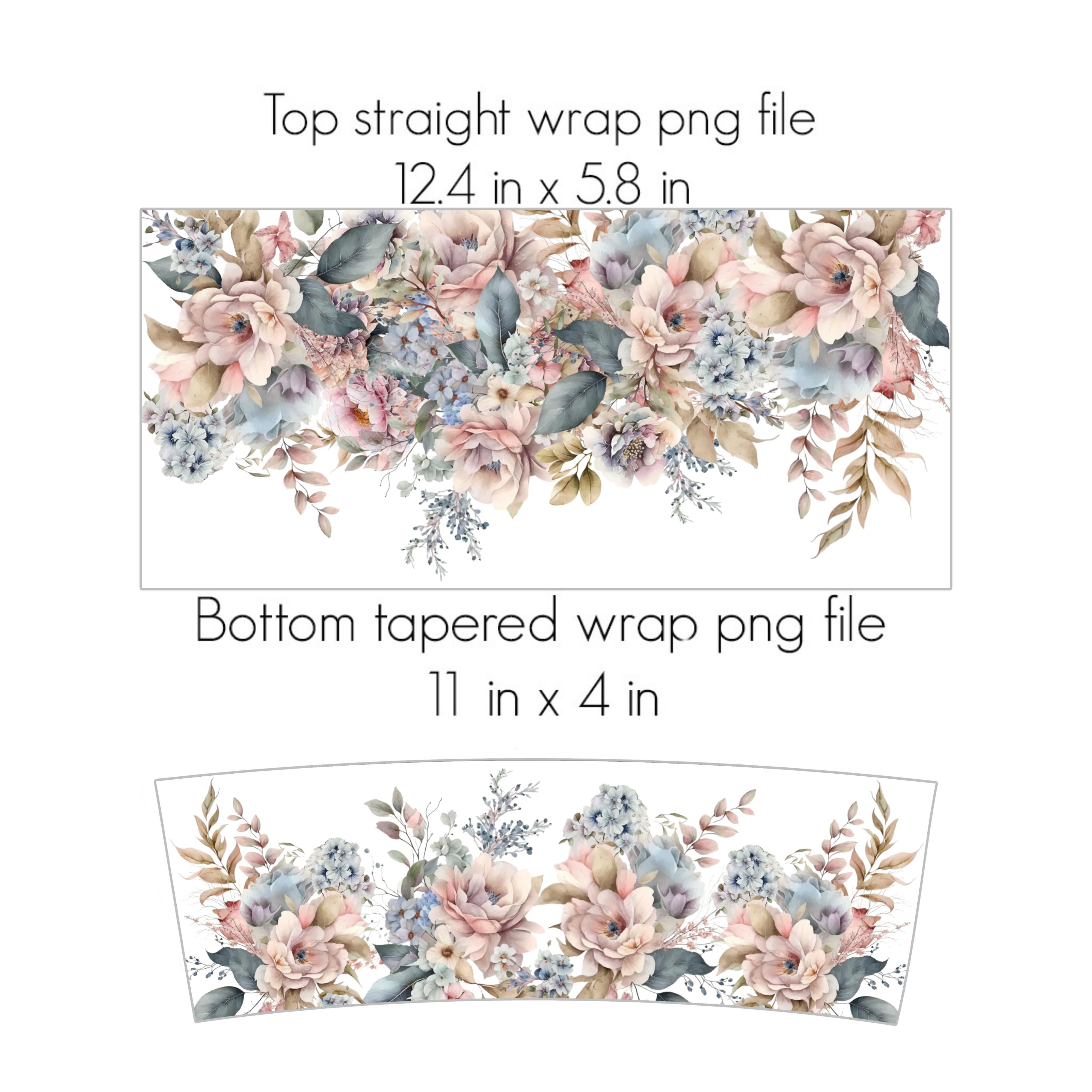 Pink Flowers 40 Oz Tumbler Wrap, Sublimation Design By Tanya Kart